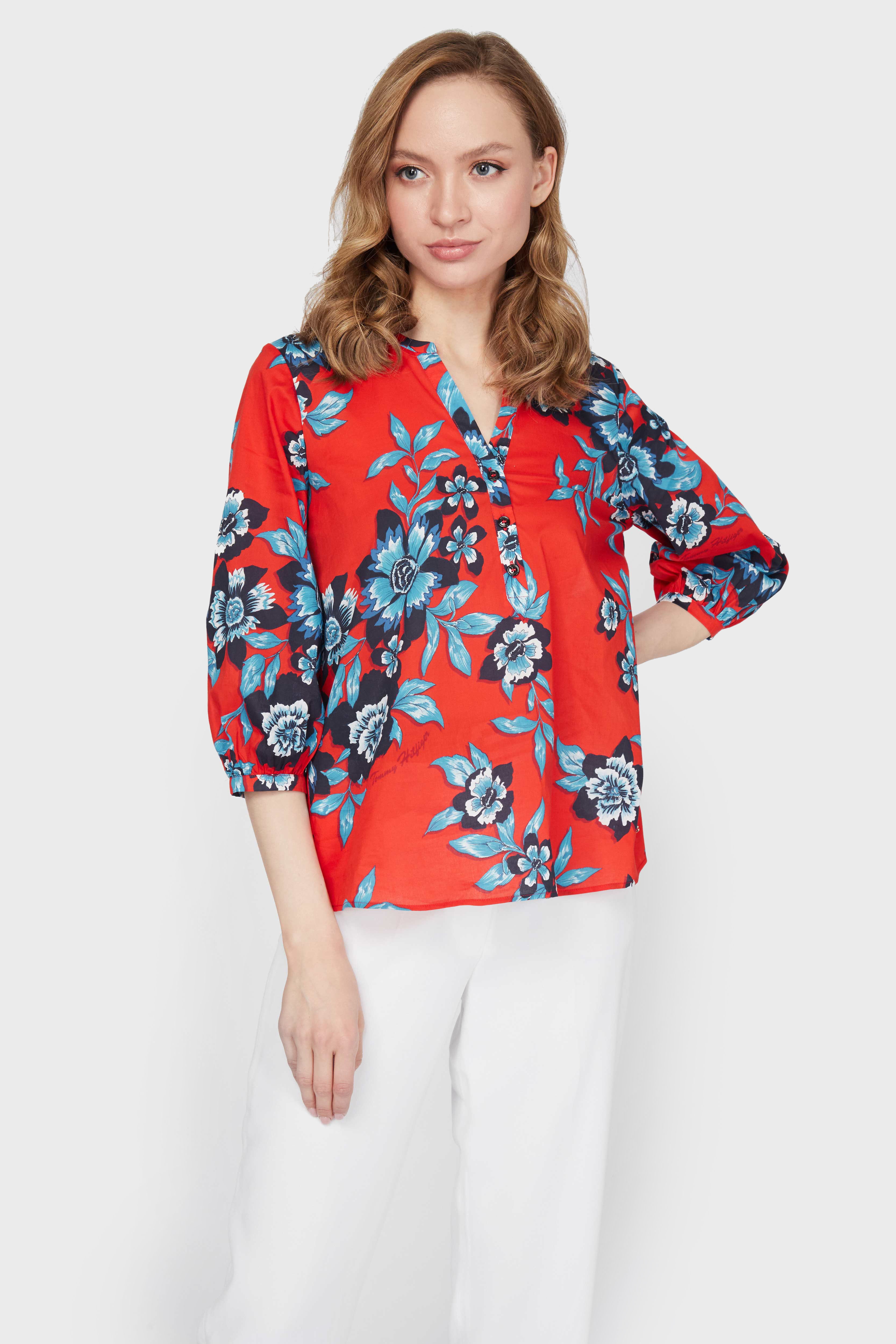 Жіноча червона блуза VOILE FLORAL BLOUSE 3/4 SLV 1