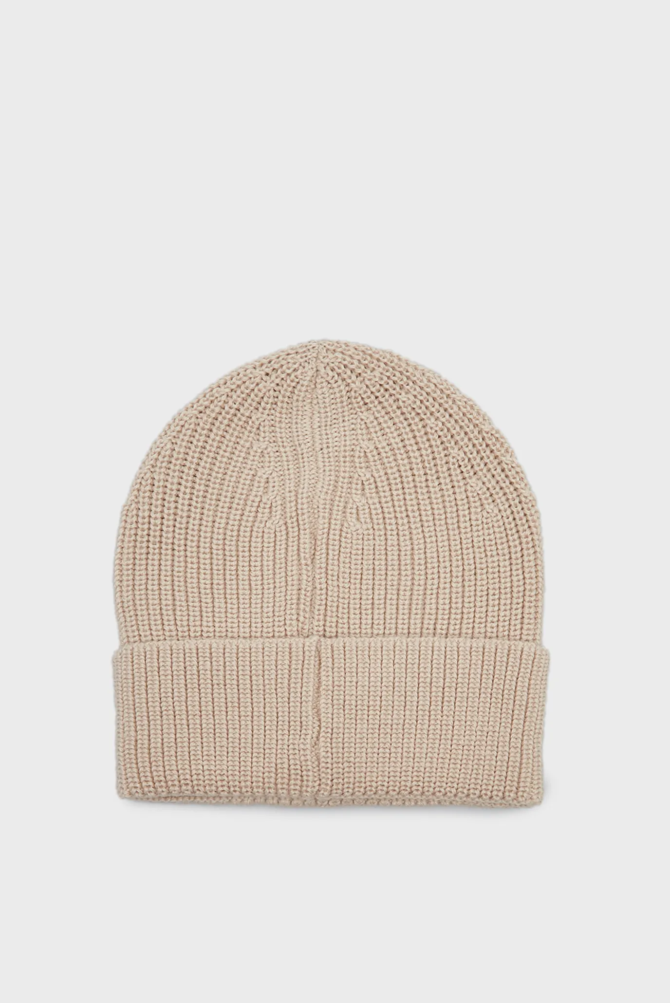 Чоловіча бежева вовняна шапка MONO LOGO PATCH 3