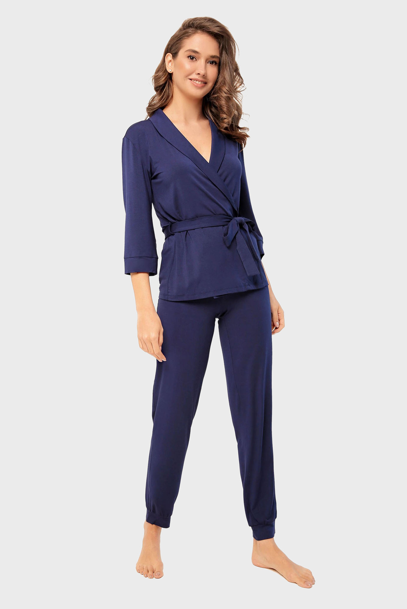 Жіночий темно-синій комплект одягу (кардиган, брюки) 1