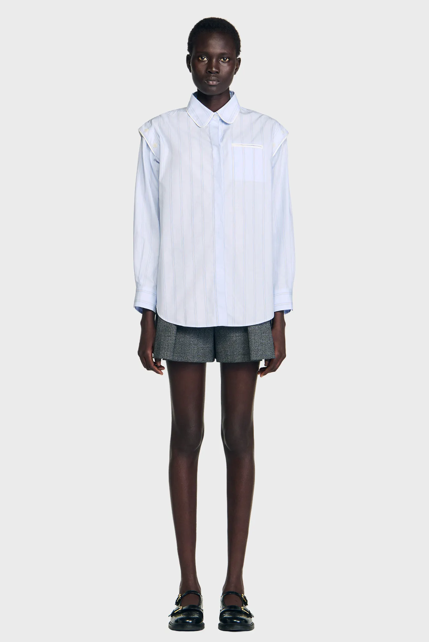 Жіноча блакитна сорочка у смужку 6