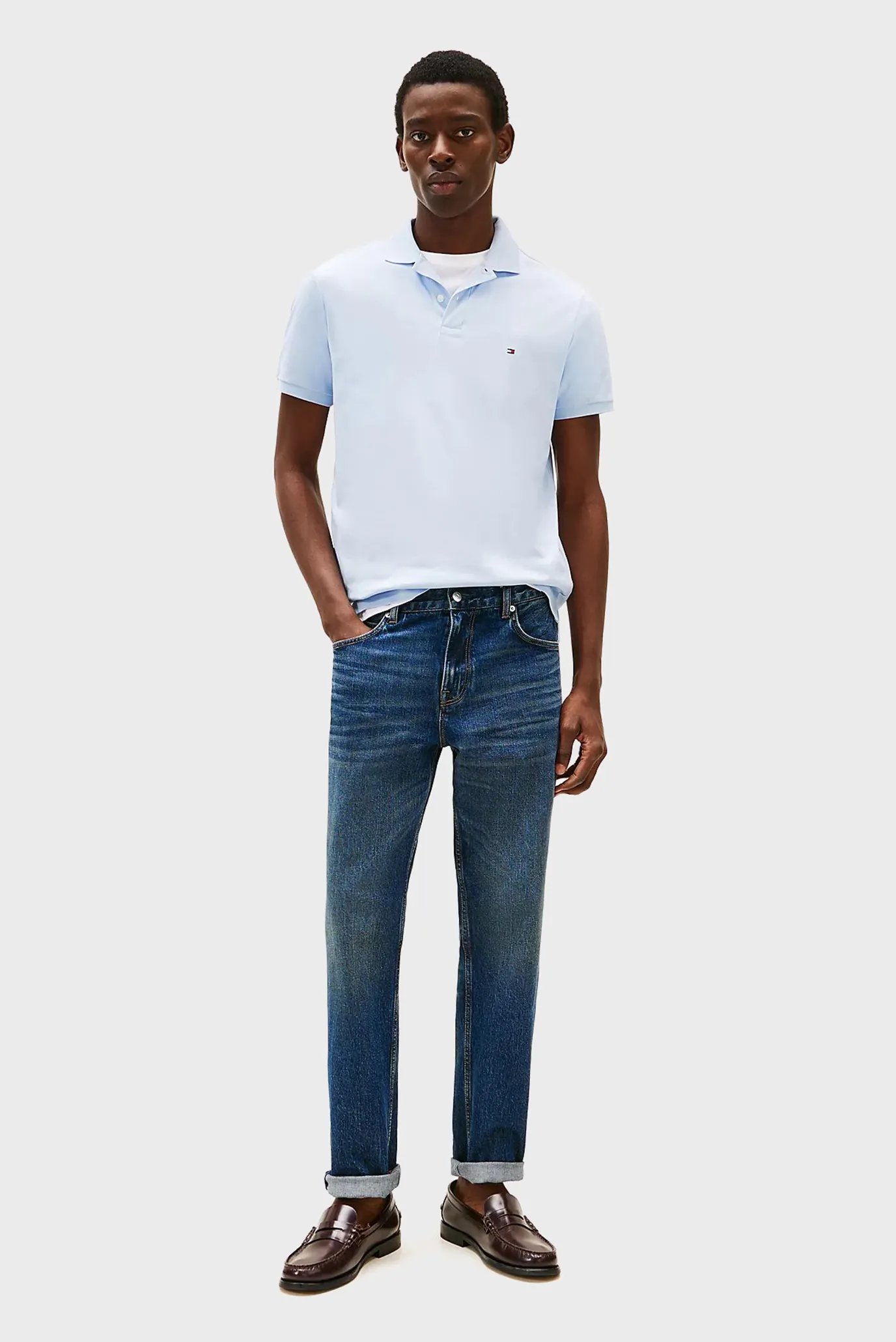 Мужское голубое поло LIQUID COTTON REG SEASONAL 2