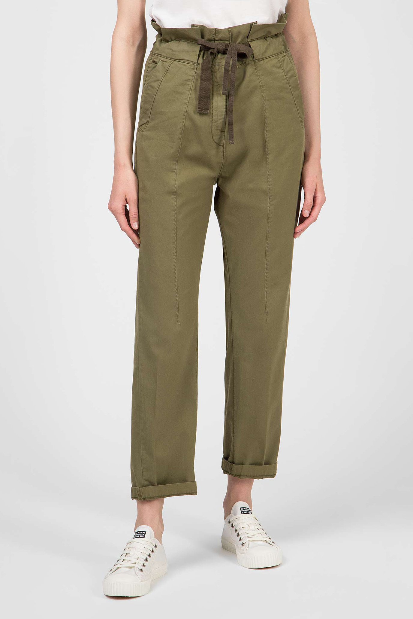 Женские зеленые брюки Paperbag 1