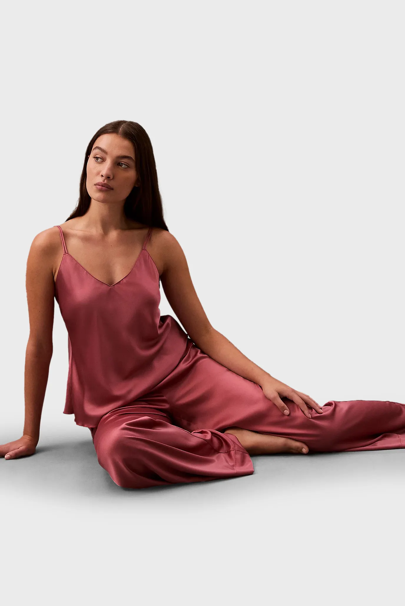 Женские коралловые брюки SENSUAL SATIN WIDE LEG PANT 5