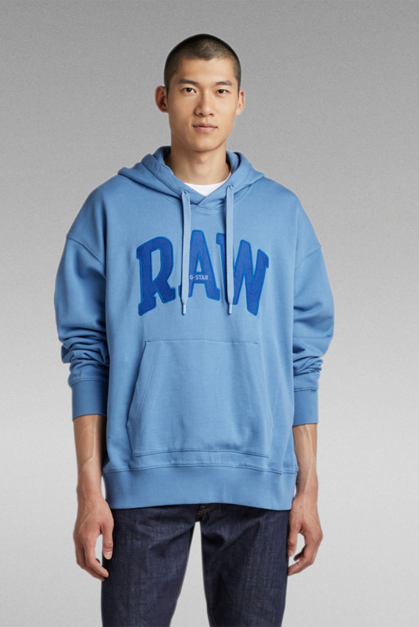 Мужское голубое худи RAW University oversized 1