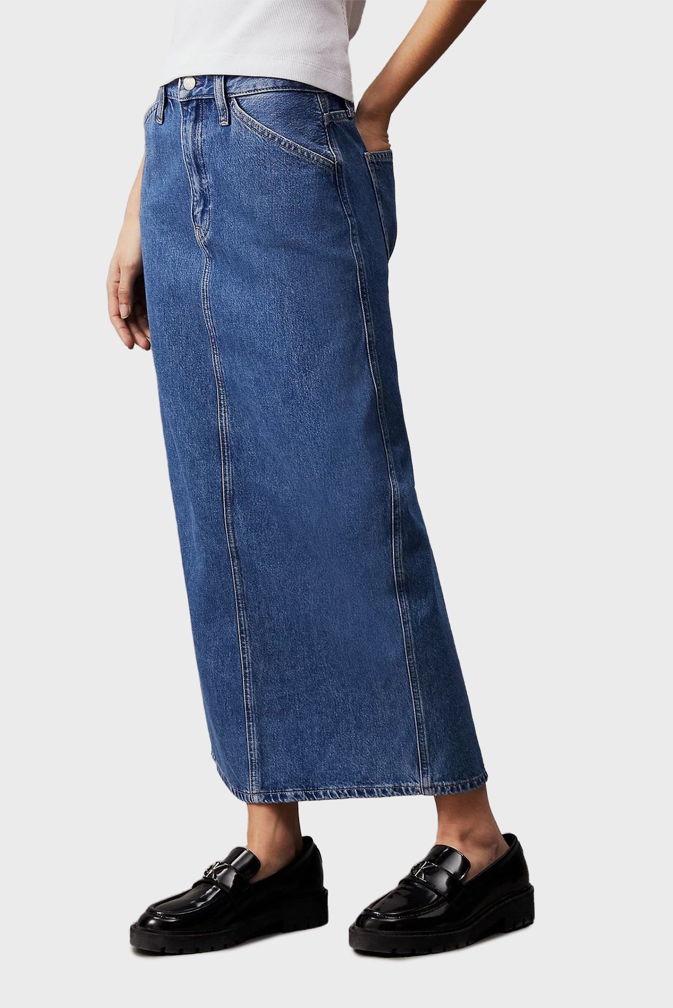 Женская синяя джинсовая юбка TROUSER POCKET MAXI 1
