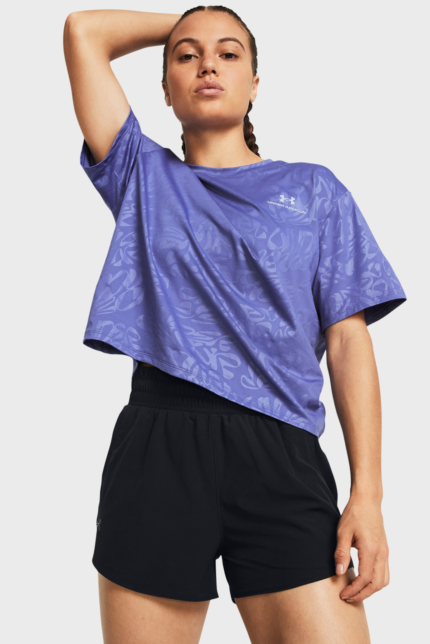 Женская фиолетовая футболка с узором Vanish Energy Emboss Crop SS 1