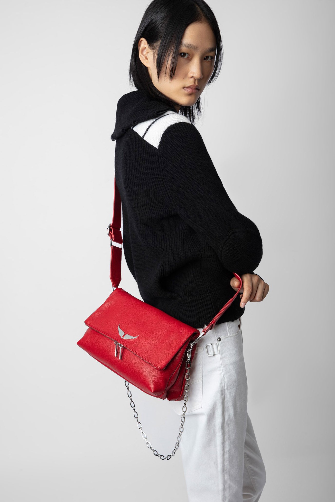 Жіноча червона шкіряна сумка ROCKY GRAINED ZADIG&VOLTAIRE LWBA00008 ...