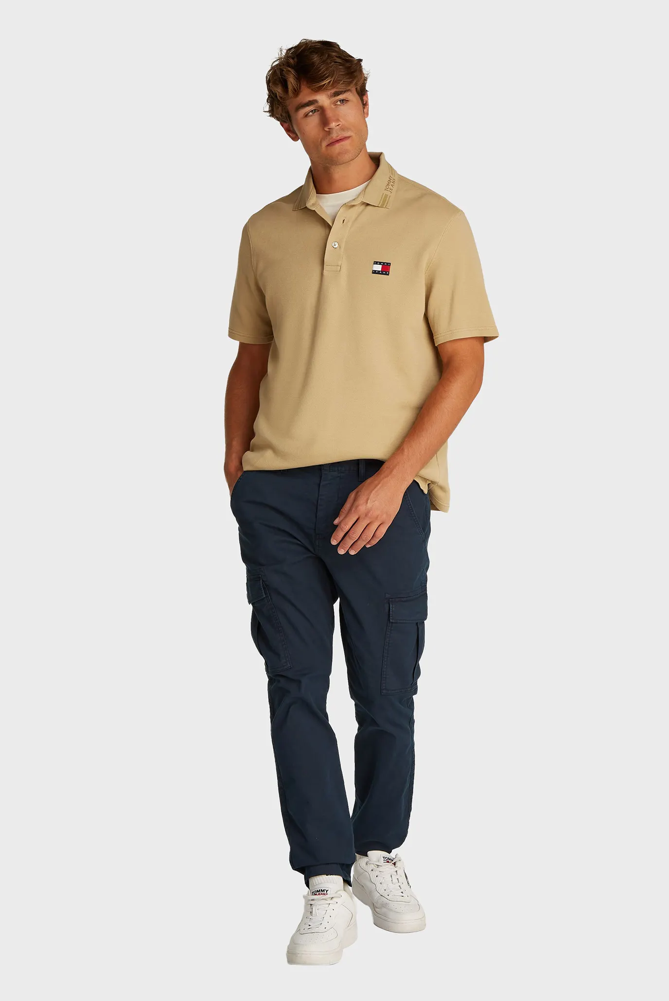 Чоловіче бежеве поло BRANDED NECK 2