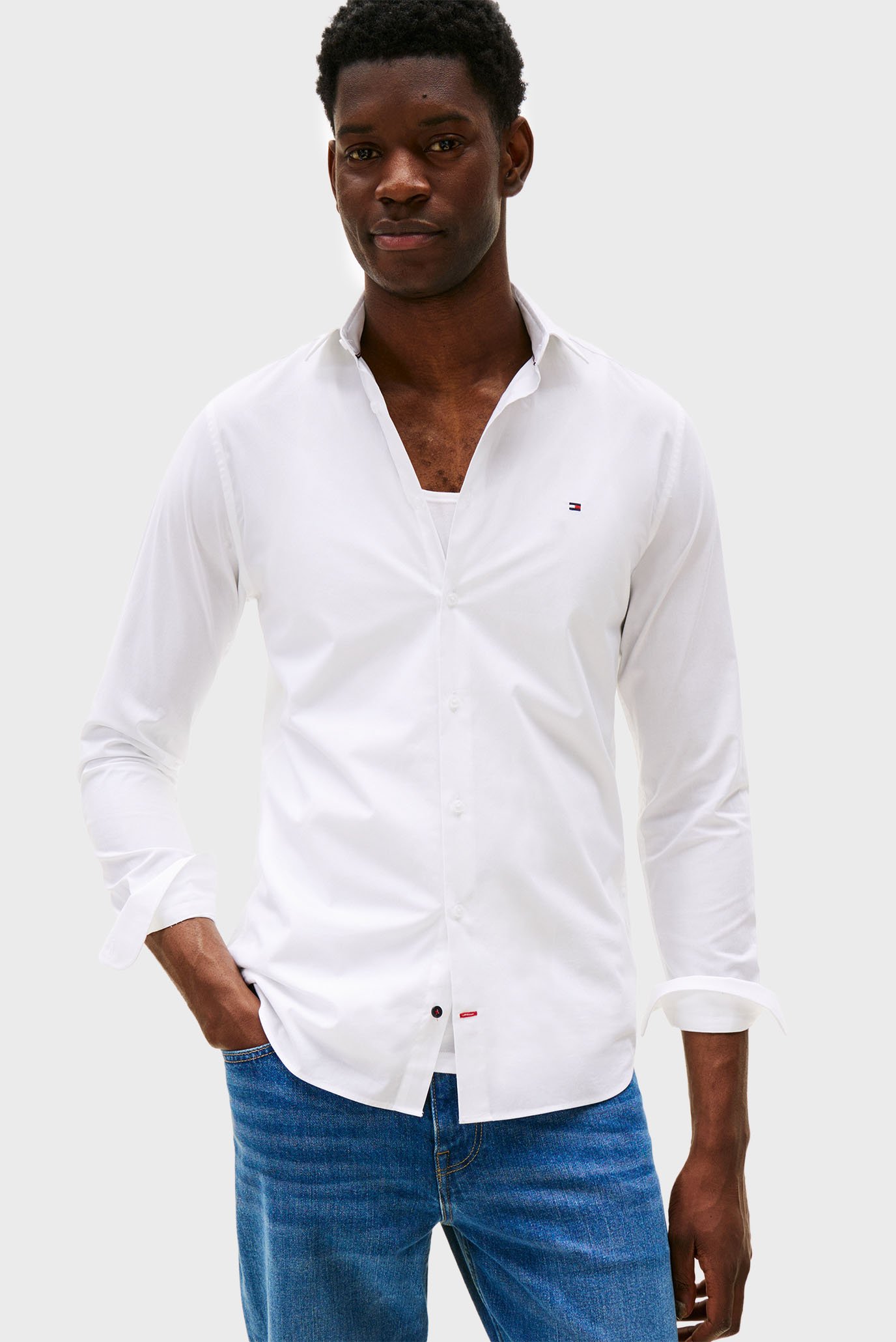 Мужская белая рубашка FLEX Белый 42 Tommy Hilfiger MW0MW38347