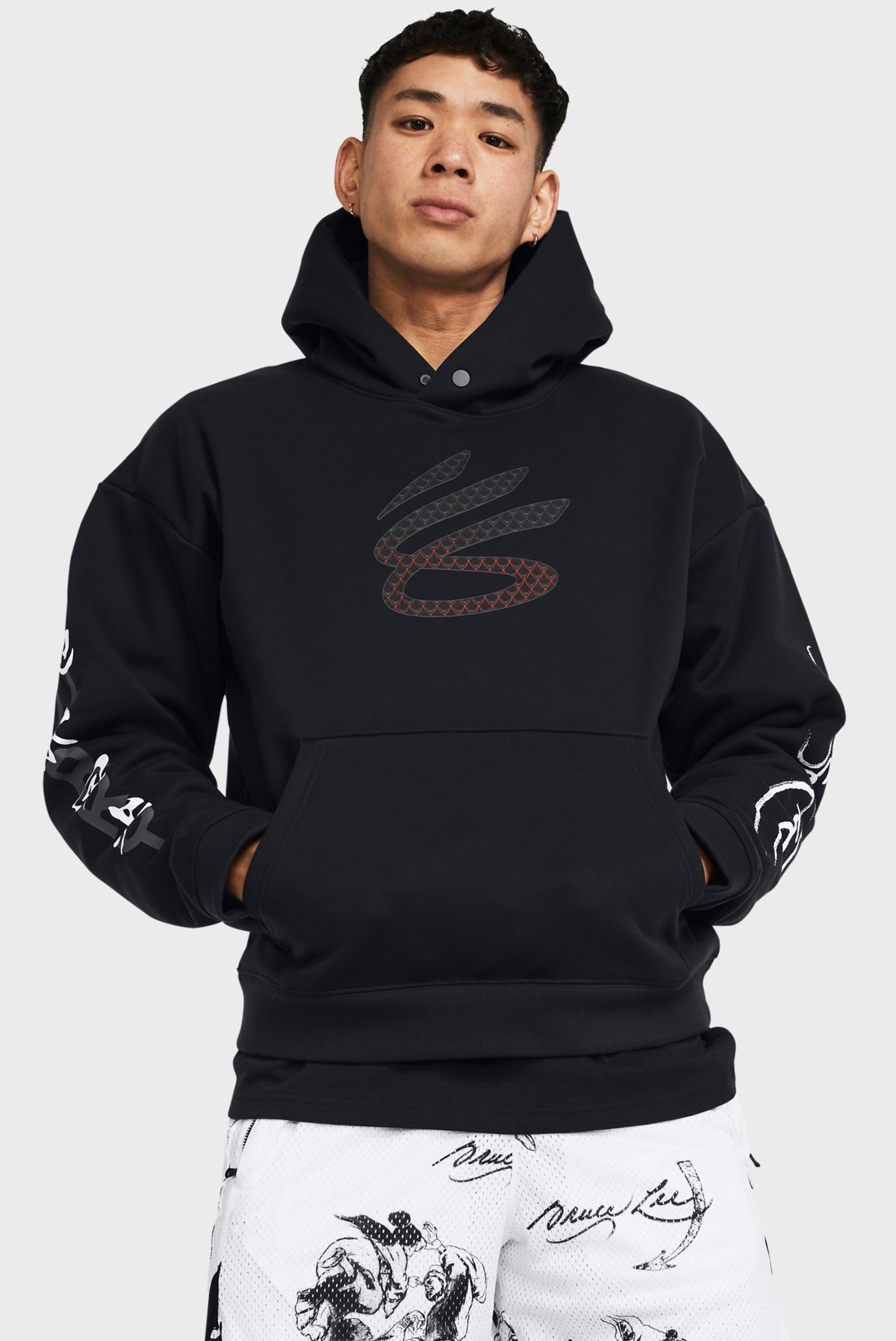 Мужское черное худи Curry x Bruce Lee Hoodie 1 1