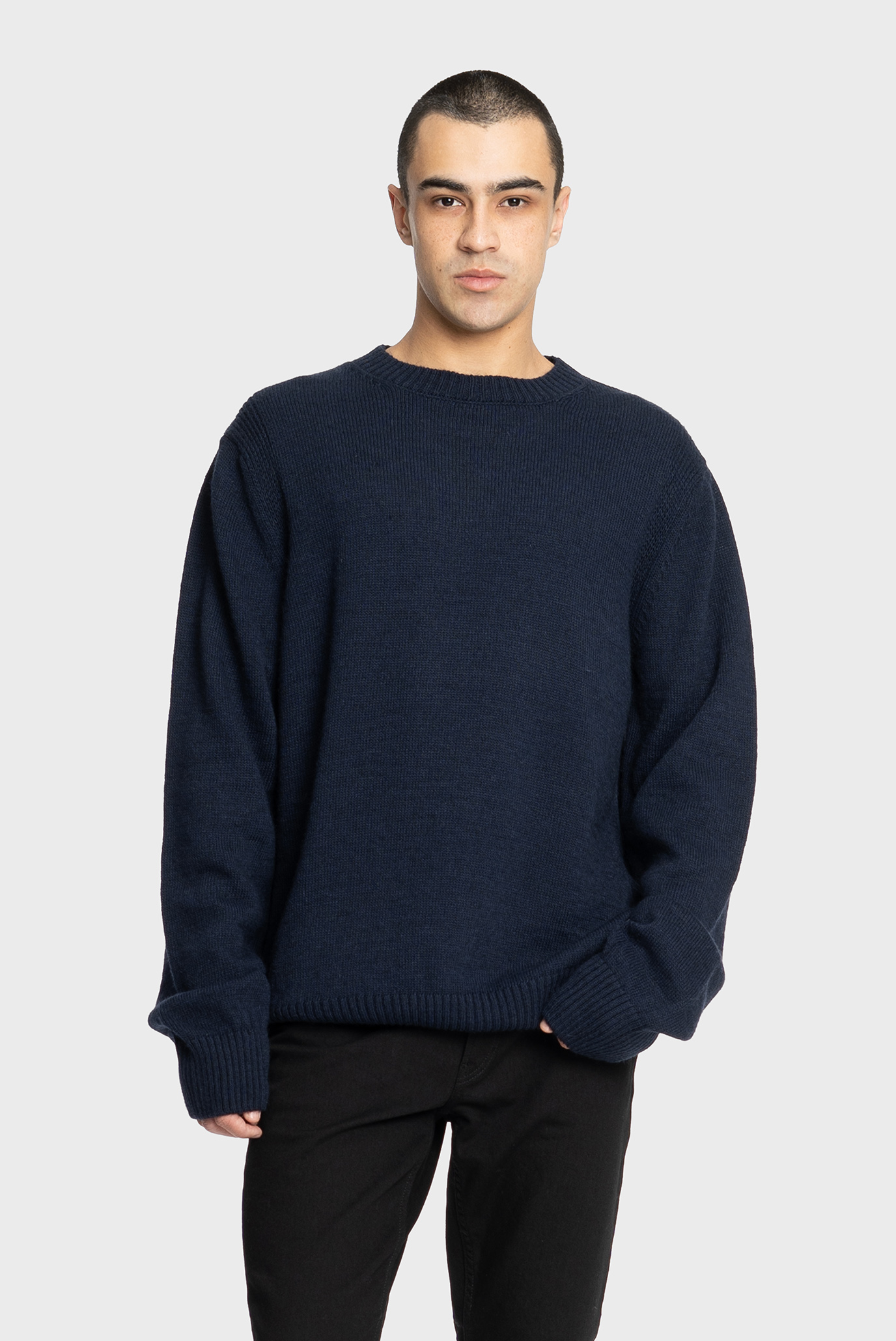 Мужской темно-синий шерстяной свитер 1