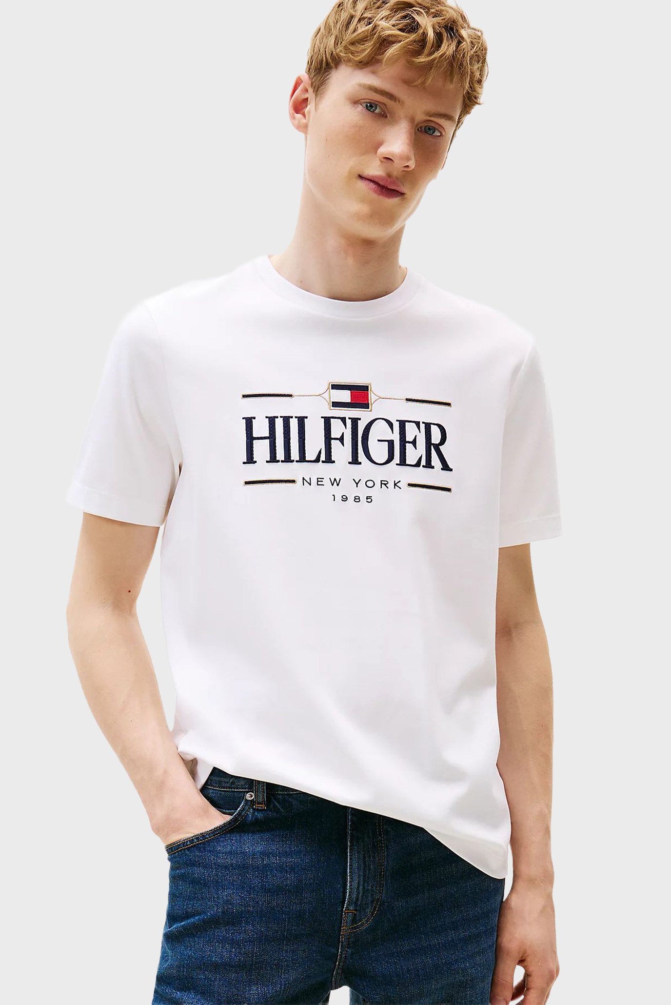 Мужская белая футболка ICON HILFIGER TEE Белый XXL Tommy Hilfiger MW0MW39585 Мужская белая футболка ICON HILFIGER TEE Белый XXL Tommy Hilfiger MW0MW39585