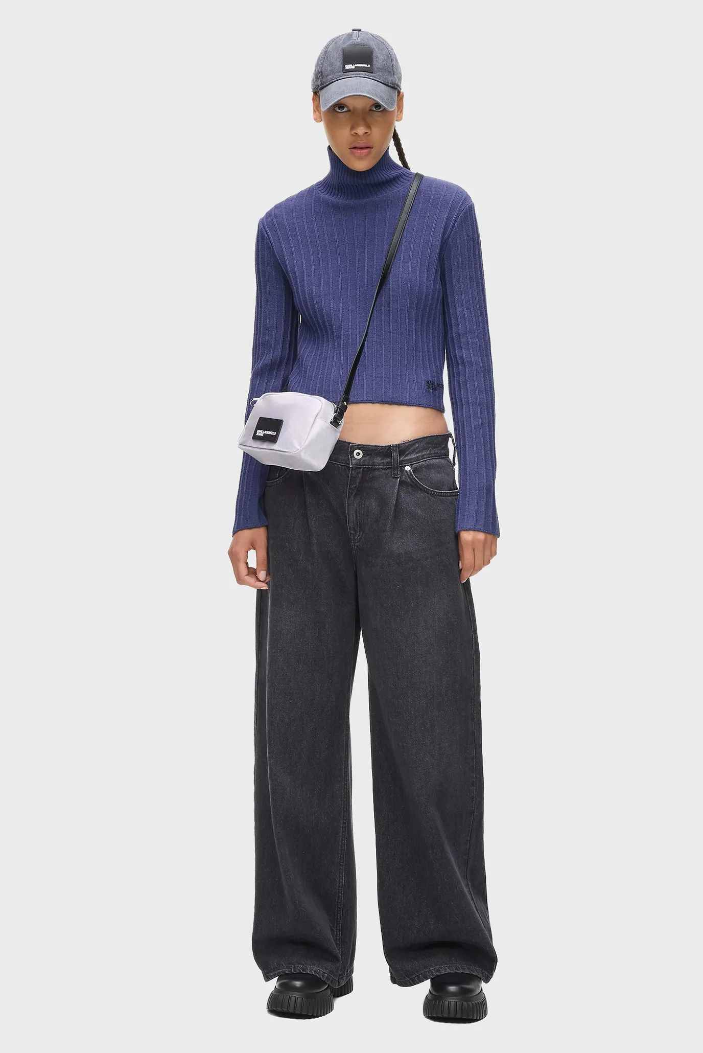 Женский синий гольф plisse 2