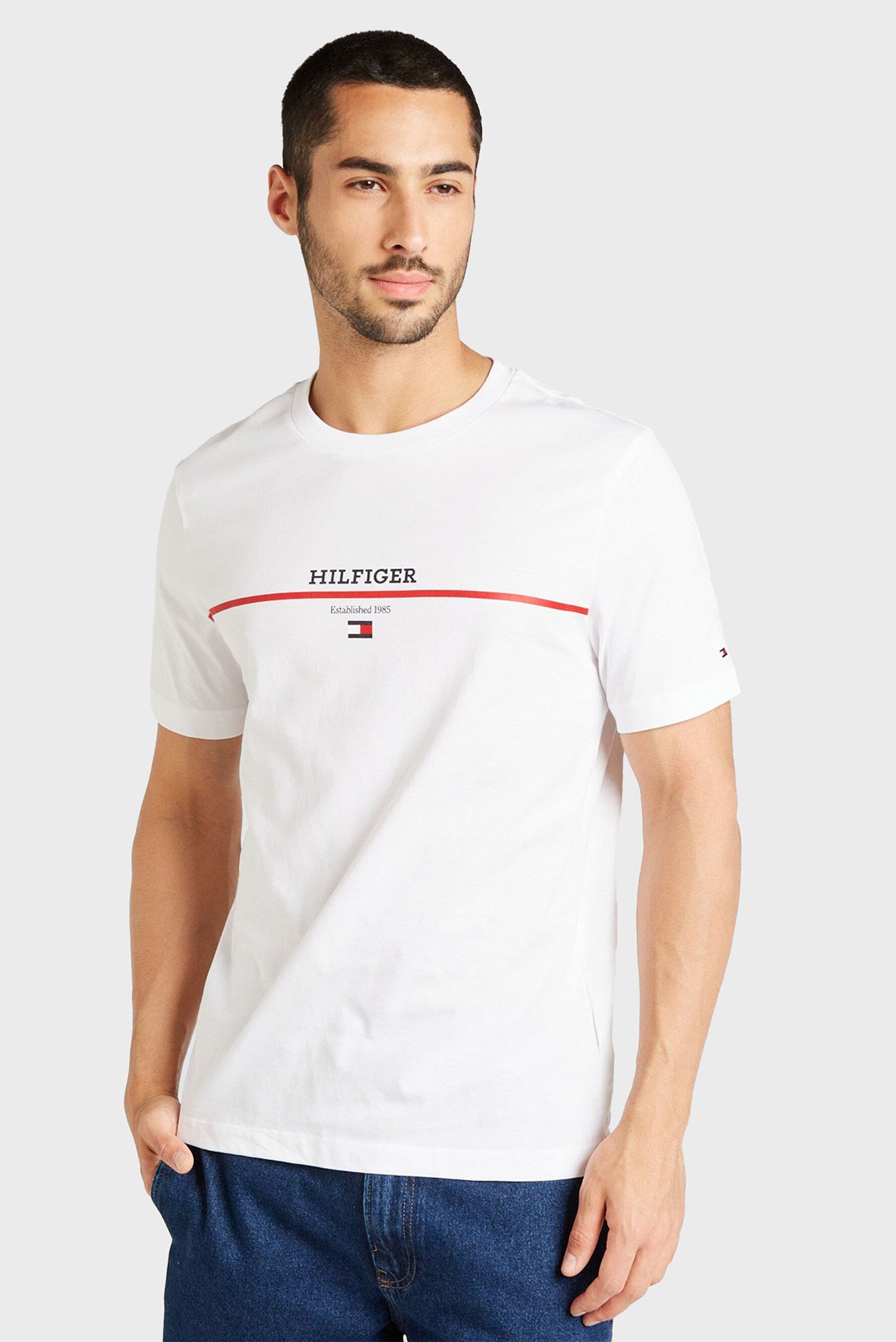 Мужская белая футболка HILFIGER STRIPE TEE 1