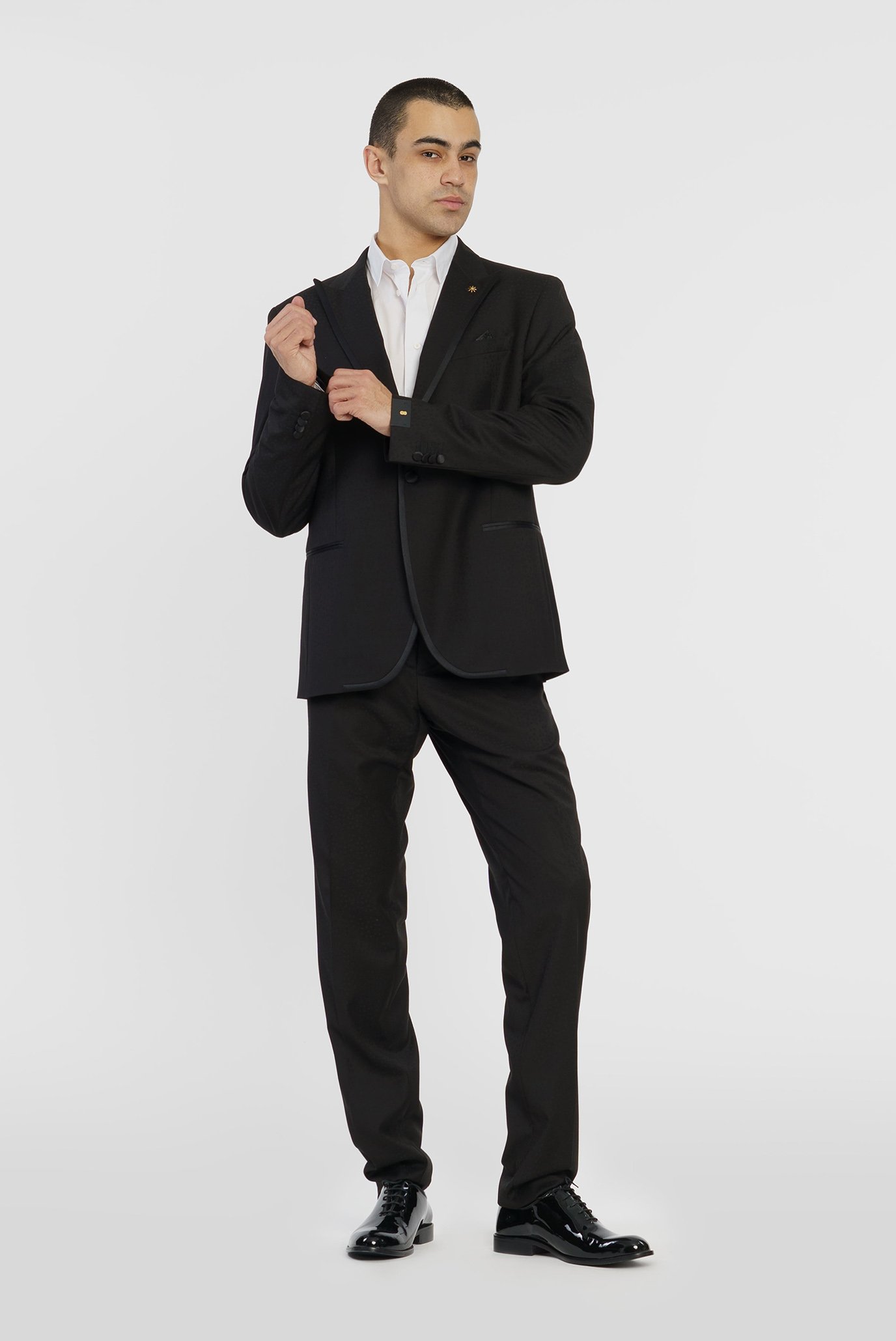 Чоловічий чорний вовняний костюм (піджак, брюки) 1