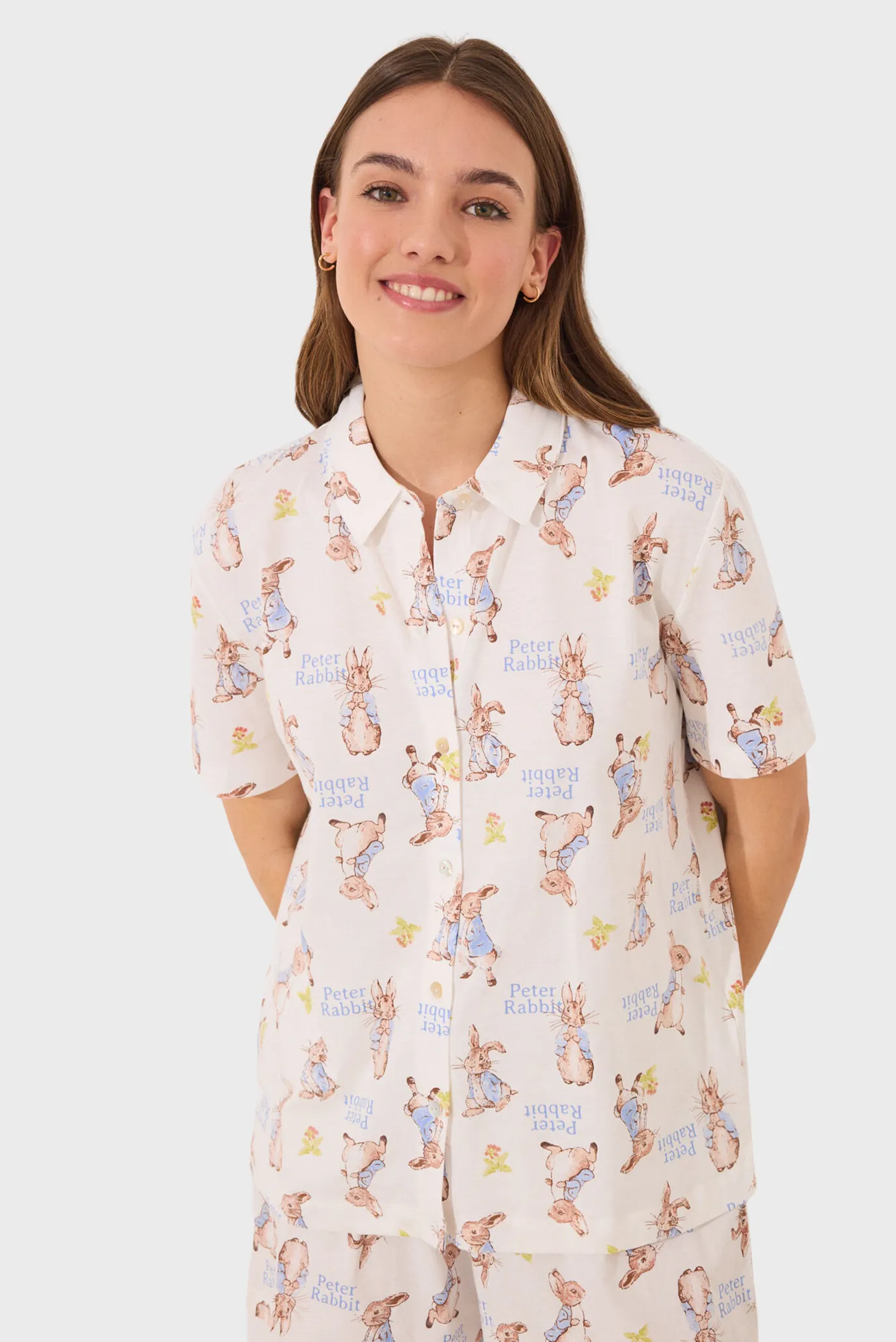 Жіноча біла піжама з візерунком (сорочка, шорти) Peter Rabbit 6