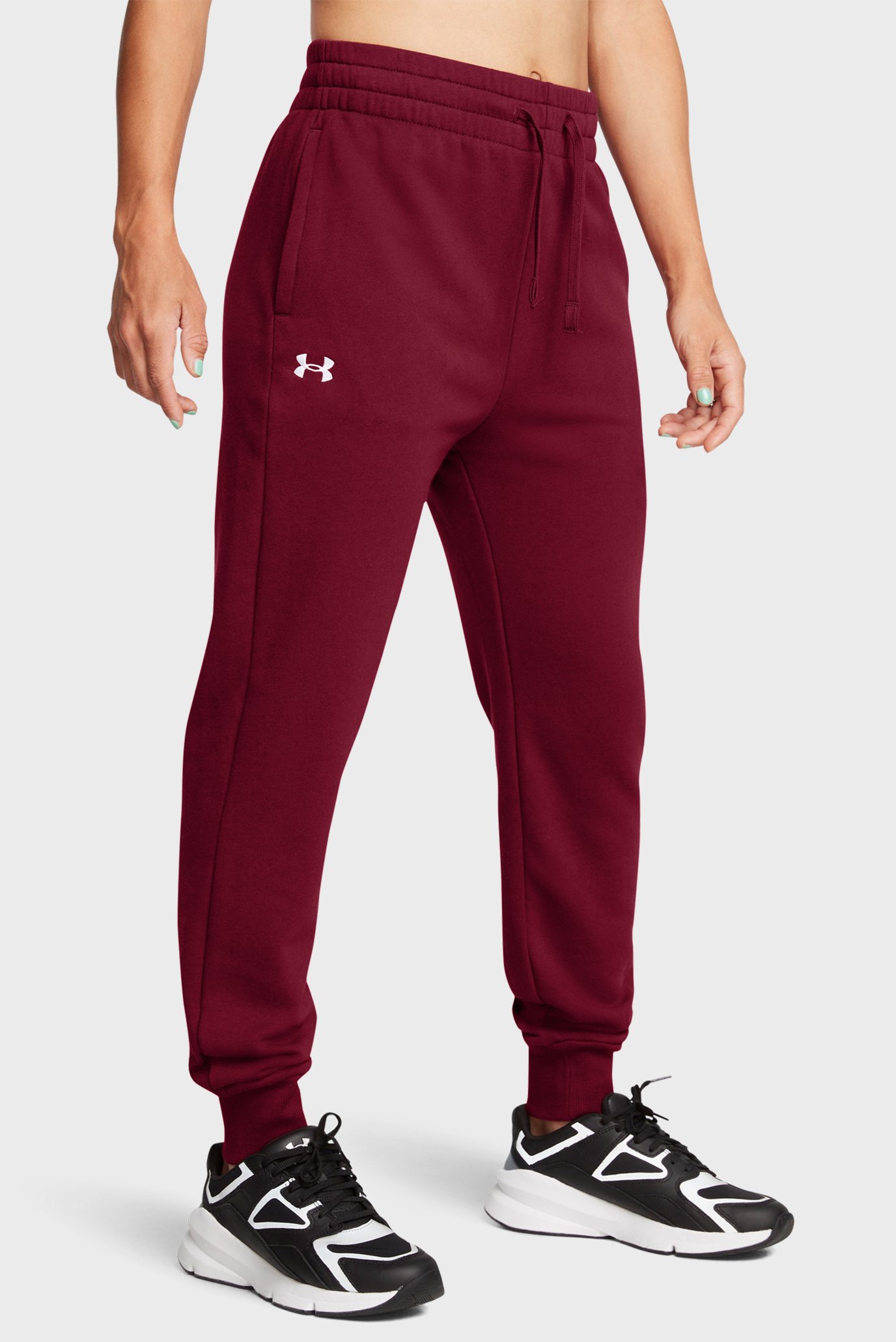 Женские бордовые спортивные брюки UA Rival Fleece Jogger 1