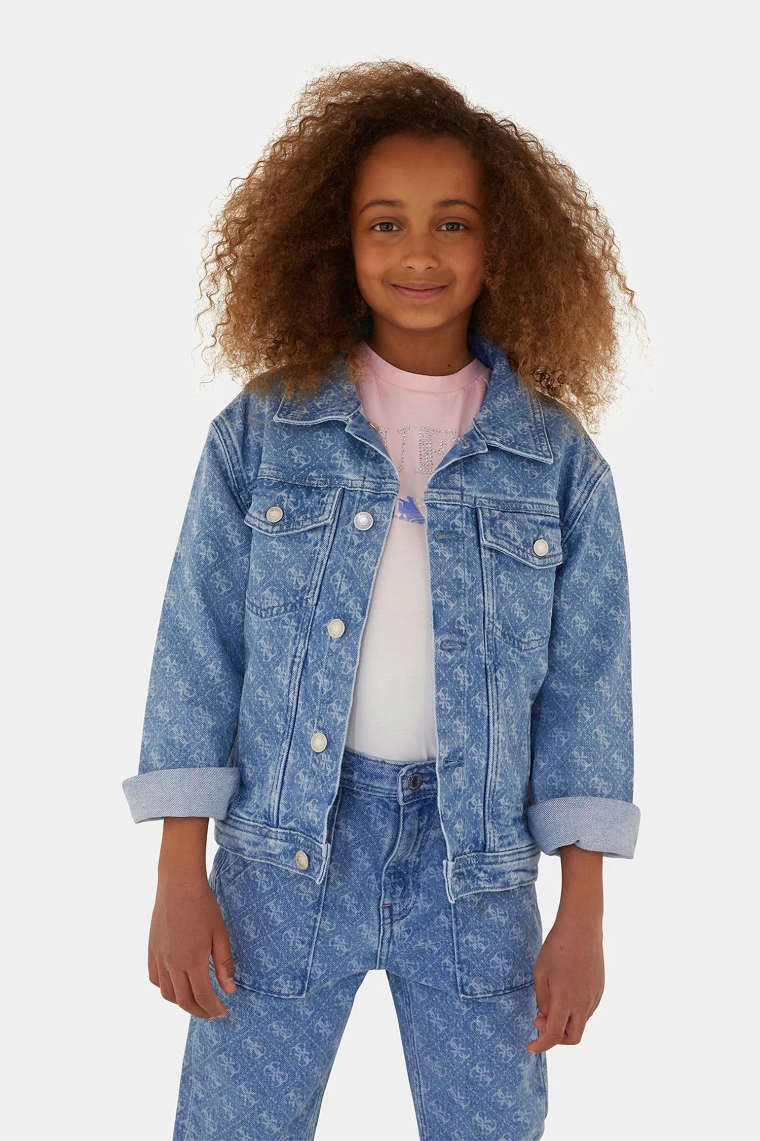 Дитяча синя джинсова куртка з візерунком 1