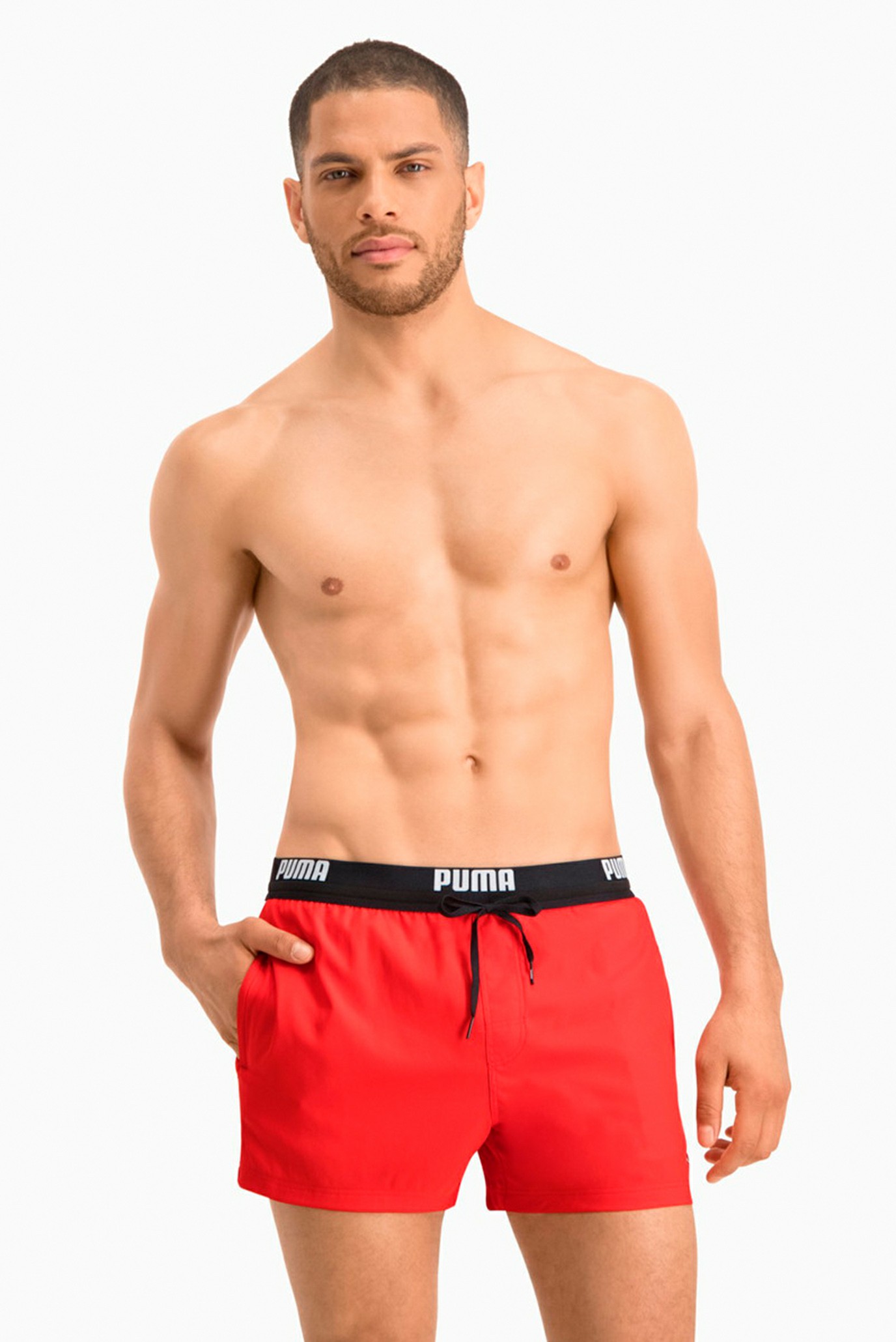 Мужские красные плавательные шорты PUMA Swim Men Logo Short Length Swim Shorts 1