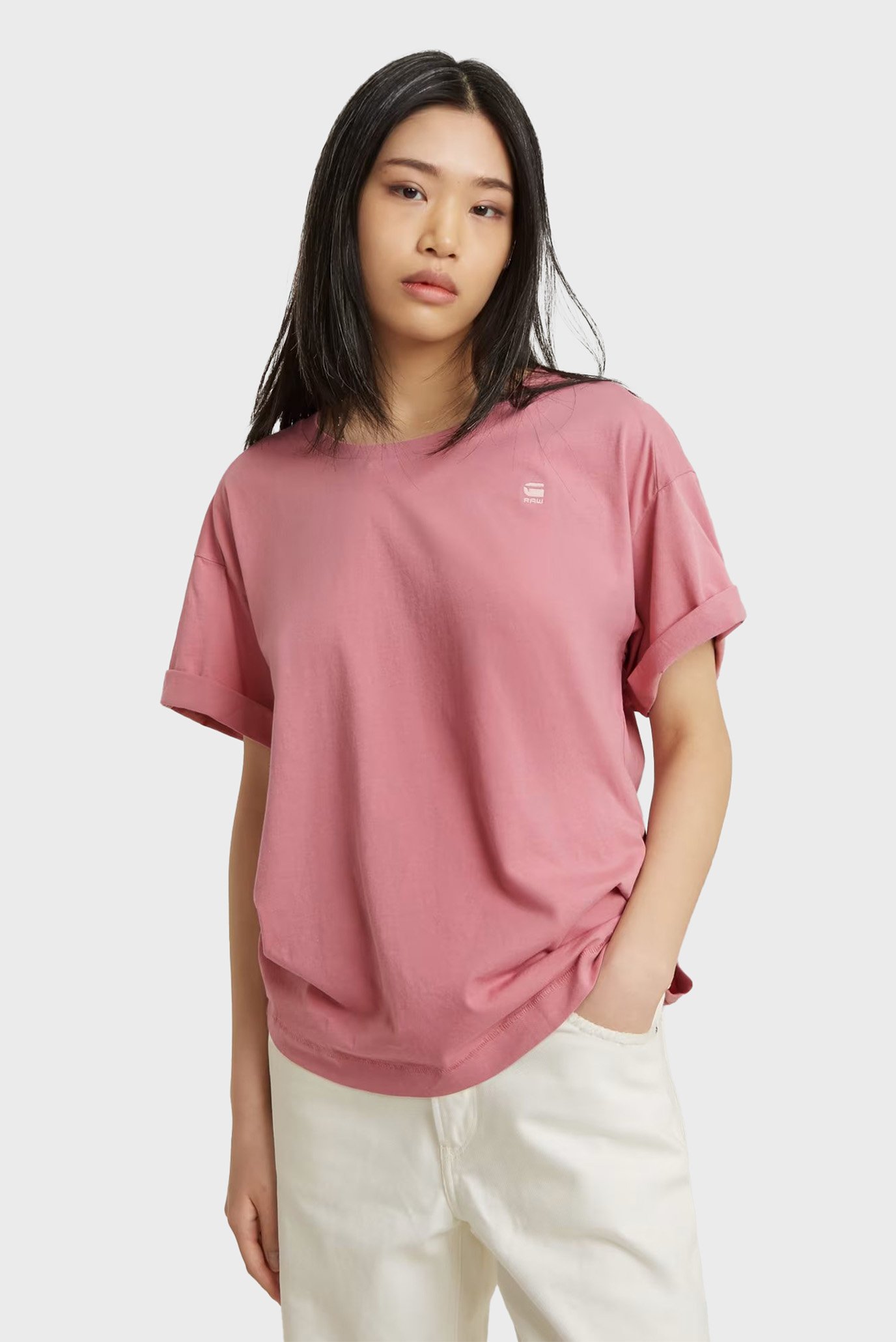 Жіноча рожева футболка Rolled up 1