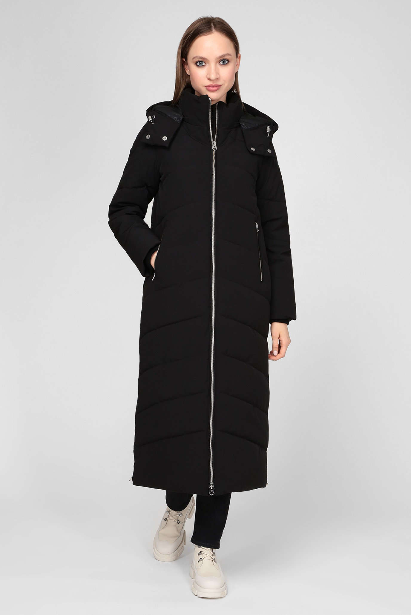 Женская черная куртка ELEVATED DOWN LONG XLONG COAT 1