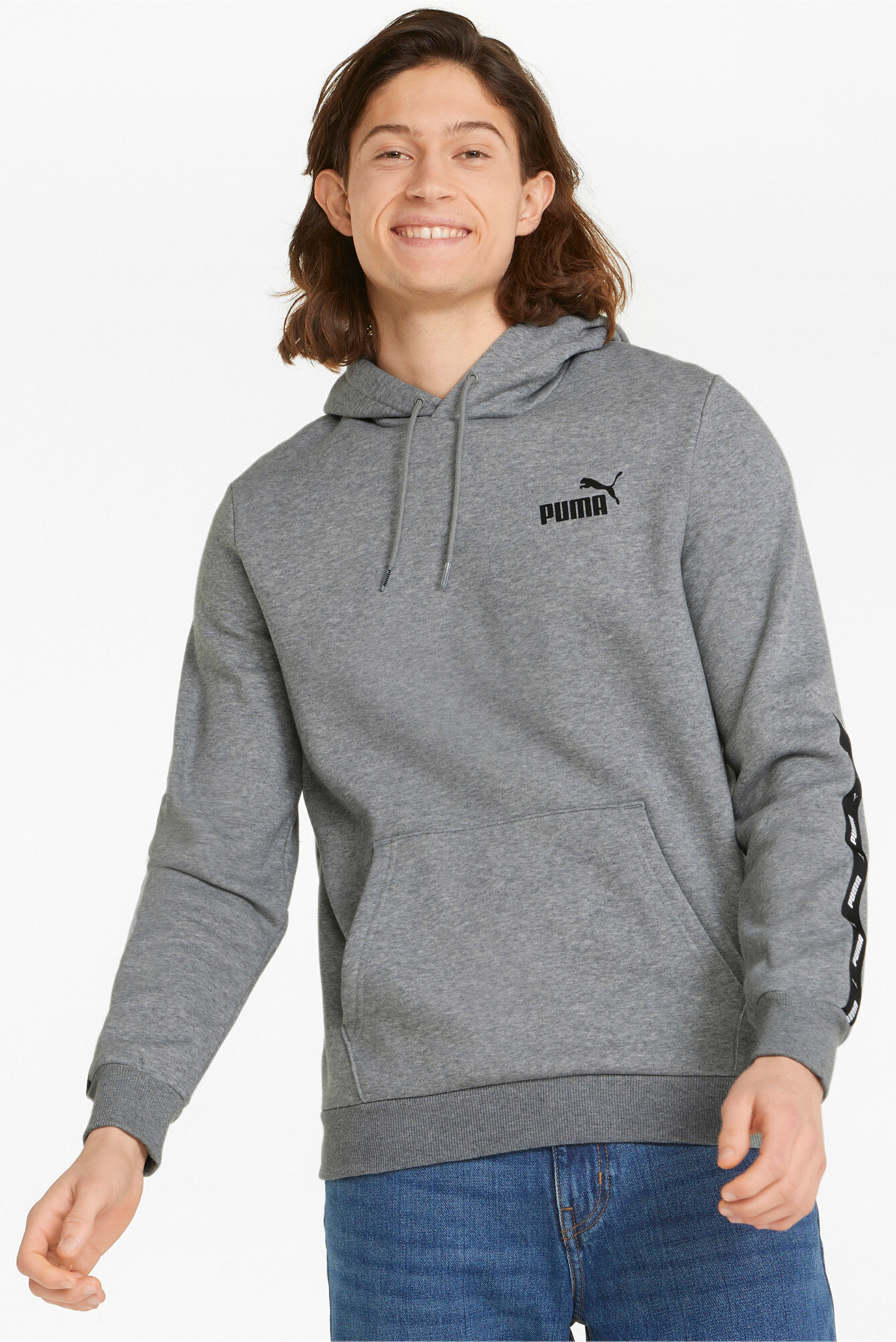 Мужское серое худи Essentials+ Tape Men’s Hoodie 1