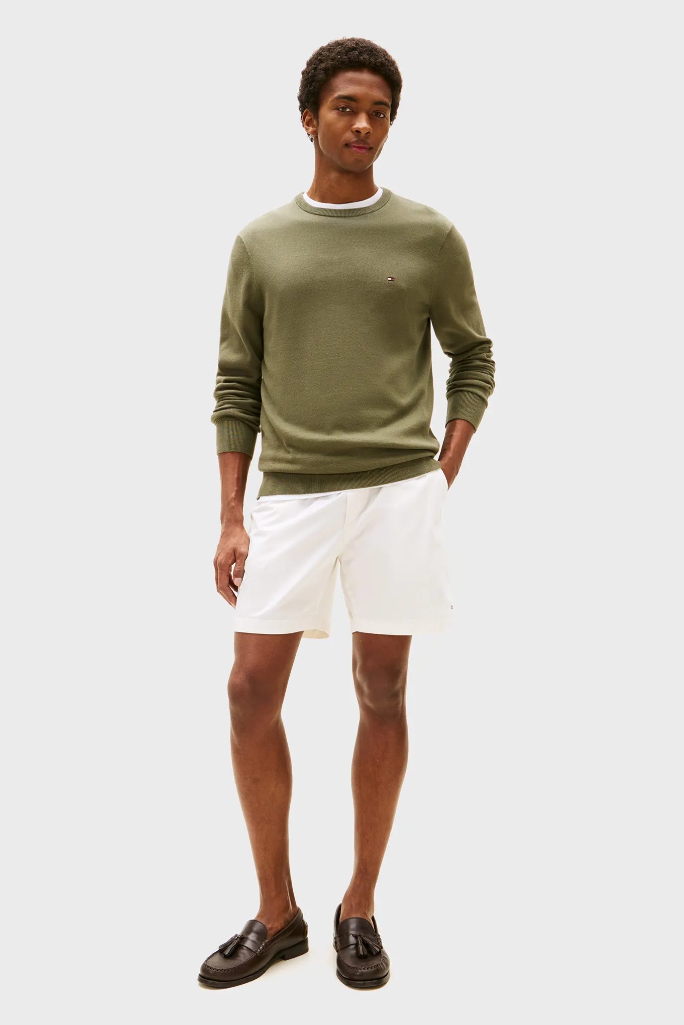 Мужской оливковый джемпер ESSENTIAL 2