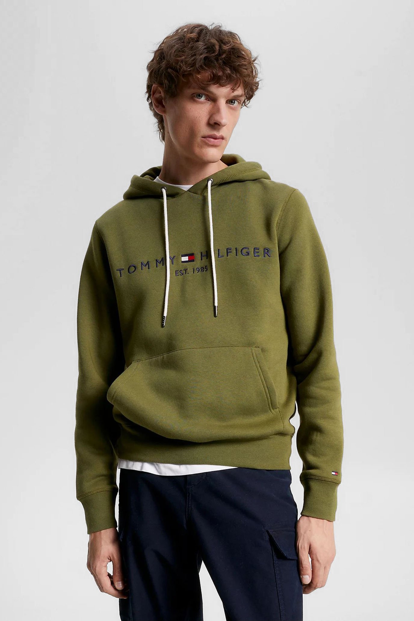 Мужское зеленое худи TOMMY LOGO HOODY 1