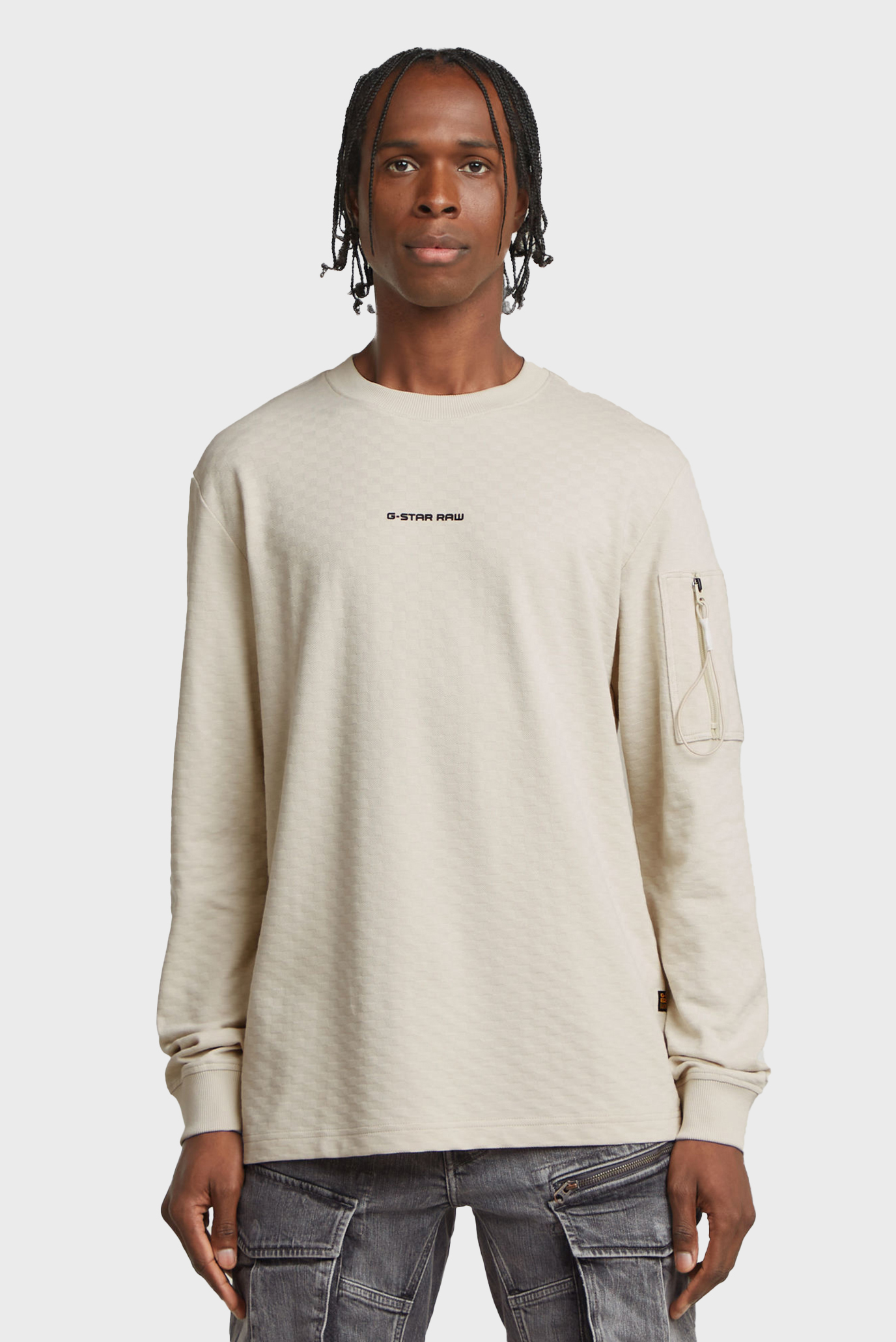 Мужской бежевый лонгслив Checquard Бежевый M G-Star RAW D26033,D965 Мужской бежевый лонгслив Checquard Бежевый M G-Star RAW D26033,D965