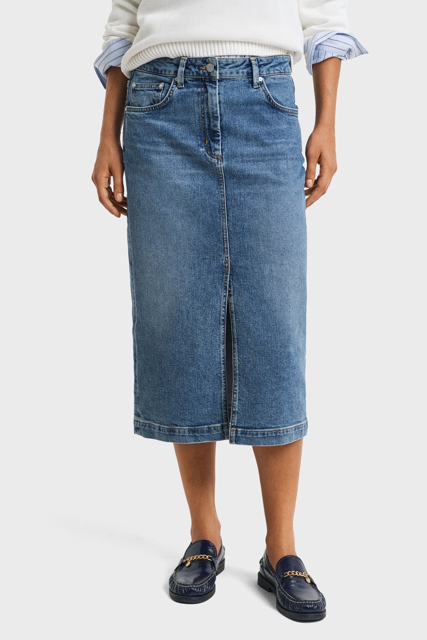 Женская синяя джинсовая юбка MIDI DENIM SKIRT Синий 40 Gant 4400175 Женская синяя джинсовая юбка MIDI DENIM SKIRT Синий 40 Gant 4400175