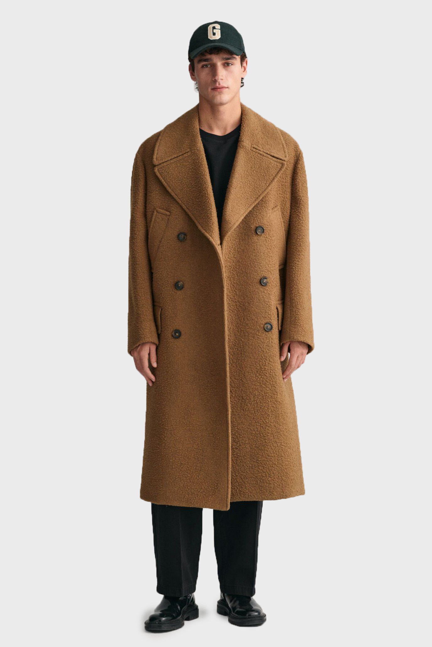 Чоловіче коричневе вовняне пальто OVERSIZED DB WOOL COAT 1