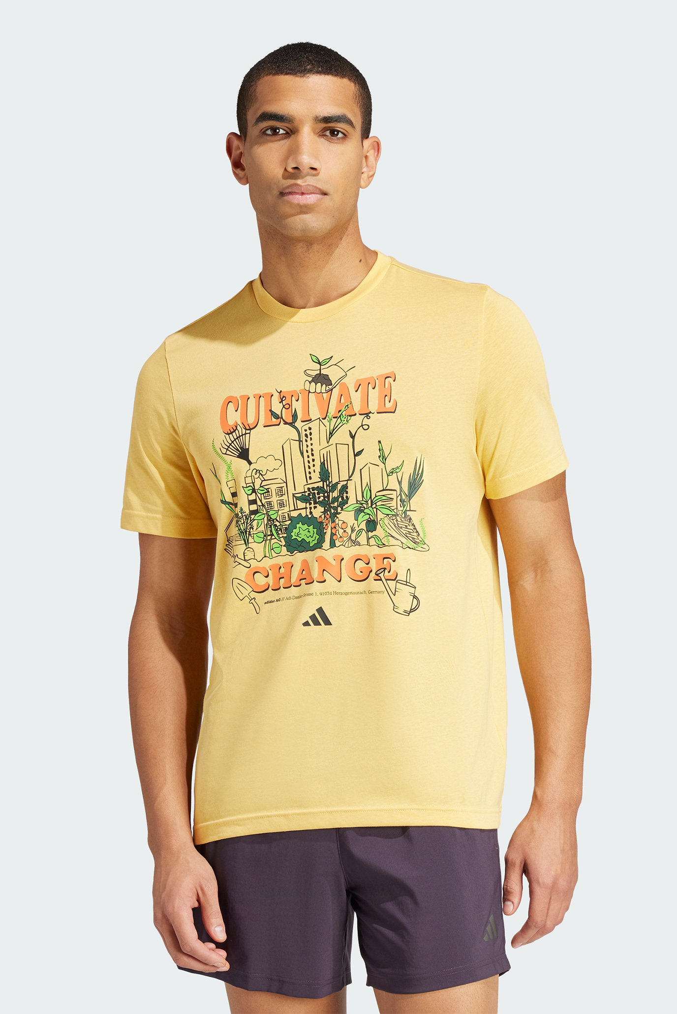 Мужская желтая футболка adidas Running Earth Day Graphic 1