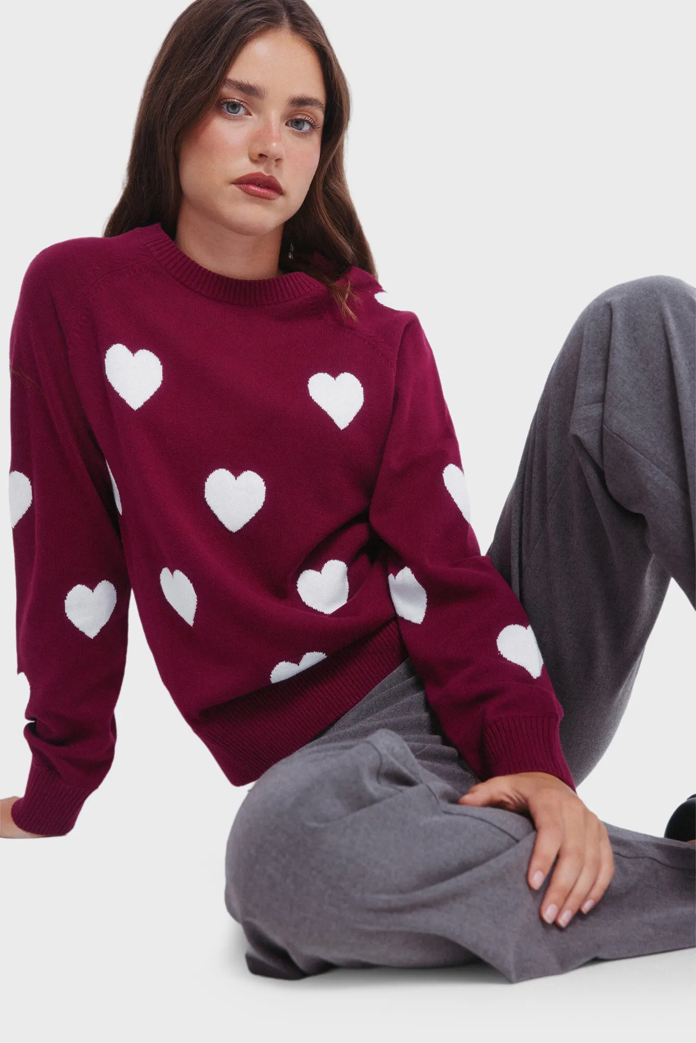 Женский бордовый джемпер с узором 4