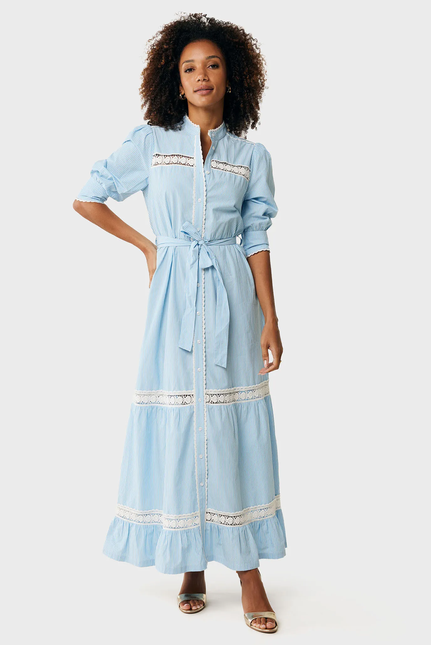 Жіноча блакитна сукня у смужку Striped lace dress 1