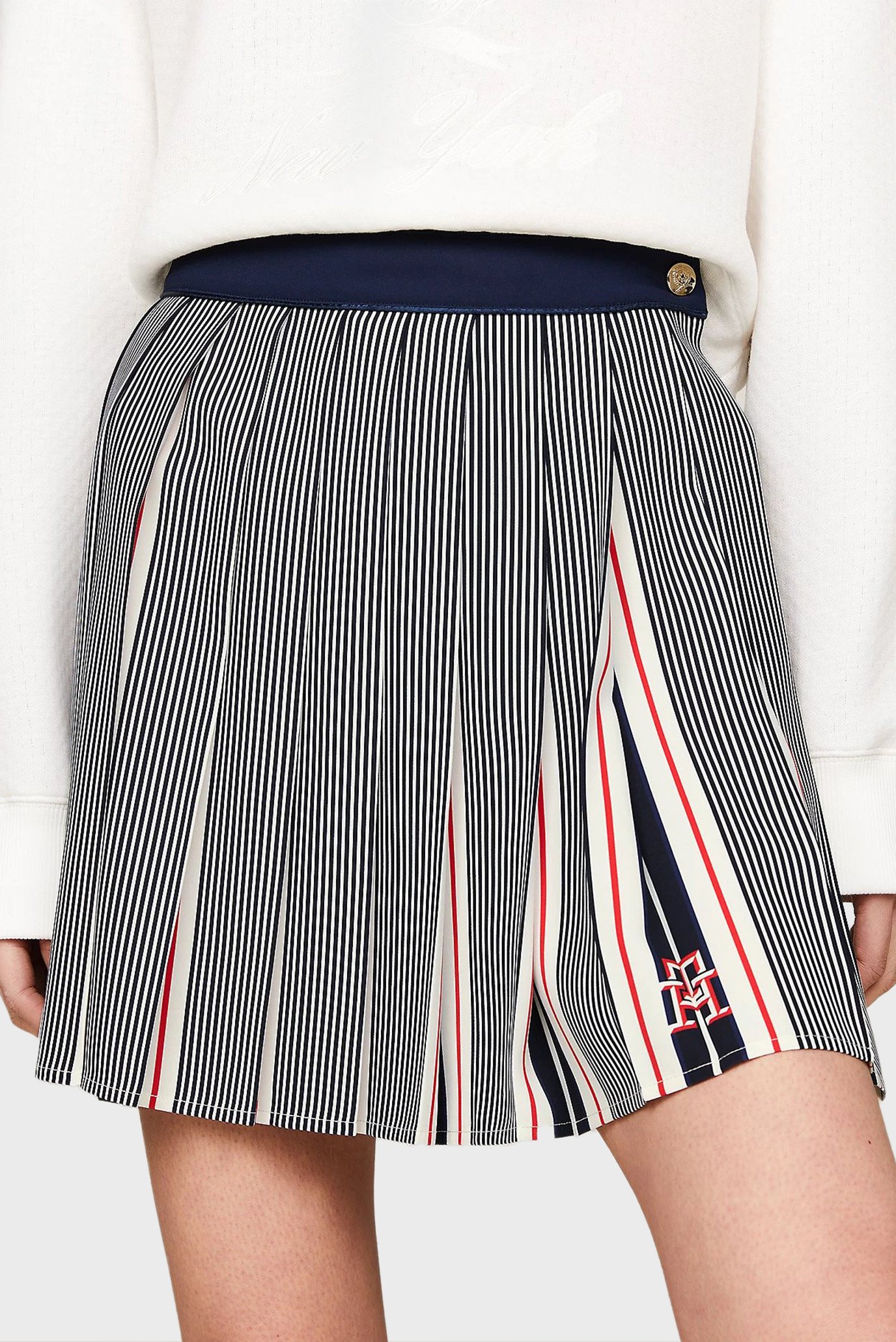 Женская плиссированная юбка в полоску THC ITHACA MONOGRAM MINI 1