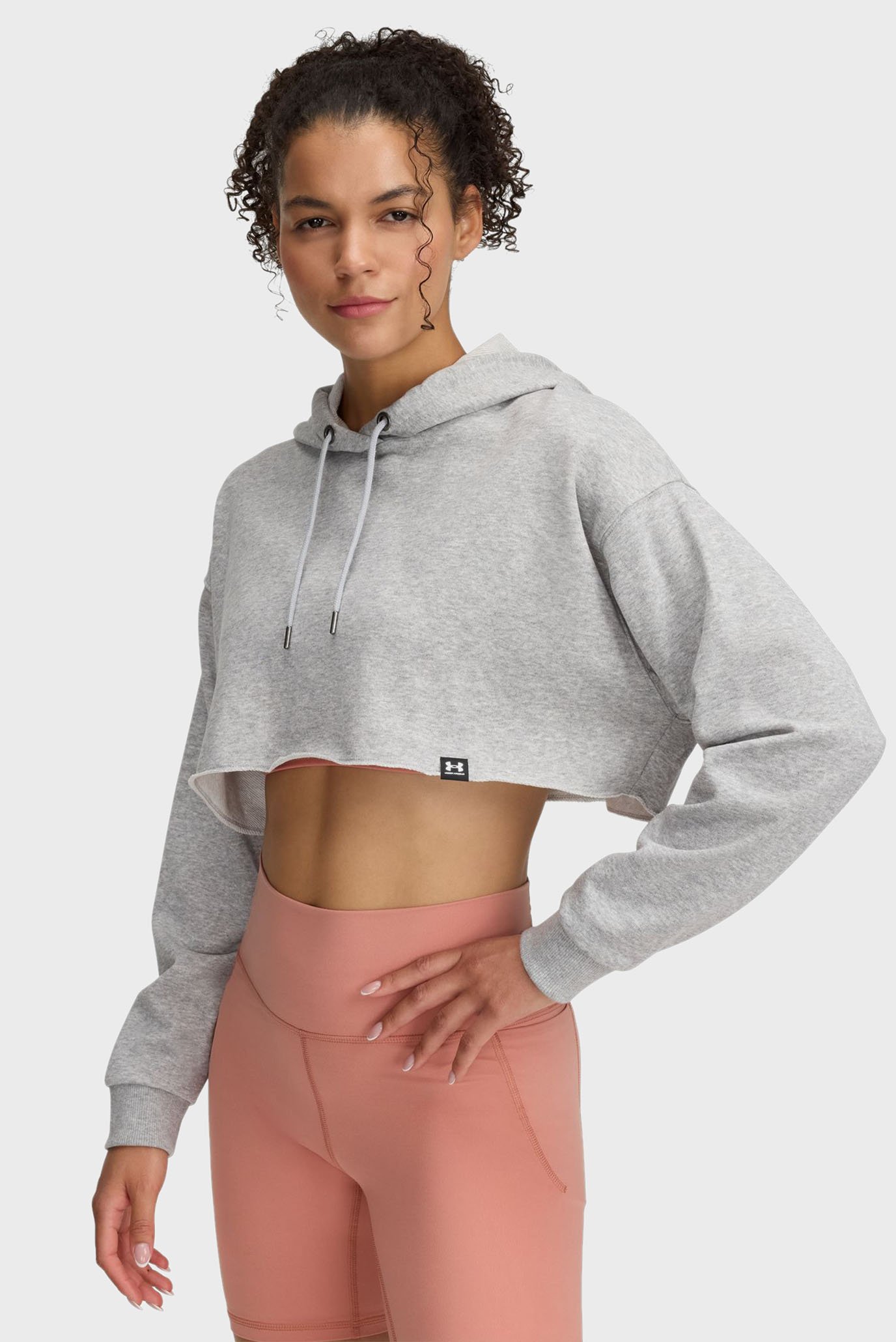 Женское серое худи UA Icon Terry Crop Hoodie 1