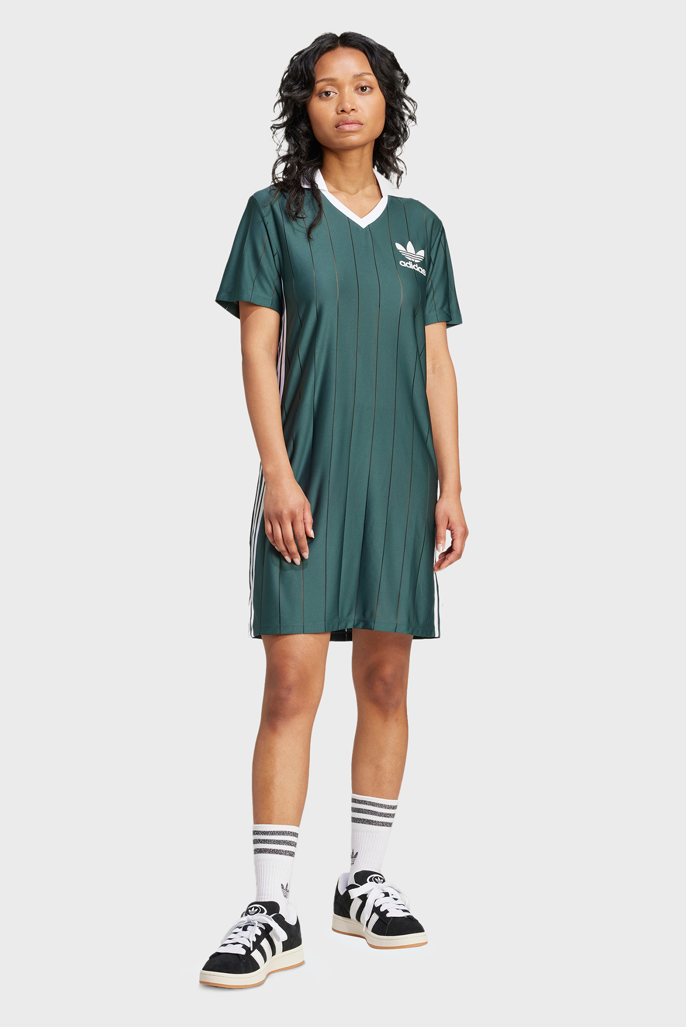 Женское зеленое платье Adicolor 3-Stripes Pinstripe 1