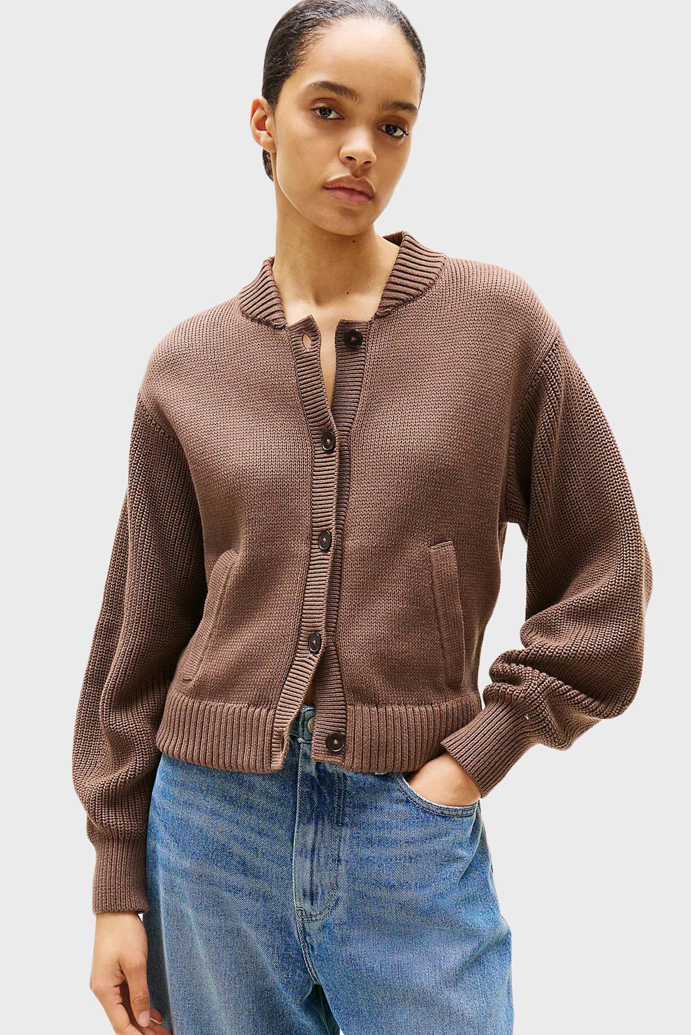 Женский коричневый кардиган CO JERSEY MID GG LS Коричневый XS Tommy Hilfiger WW0WW45692 Женский коричневый кардиган CO JERSEY MID GG LS Коричневый XS Tommy Hilfiger WW0WW45692