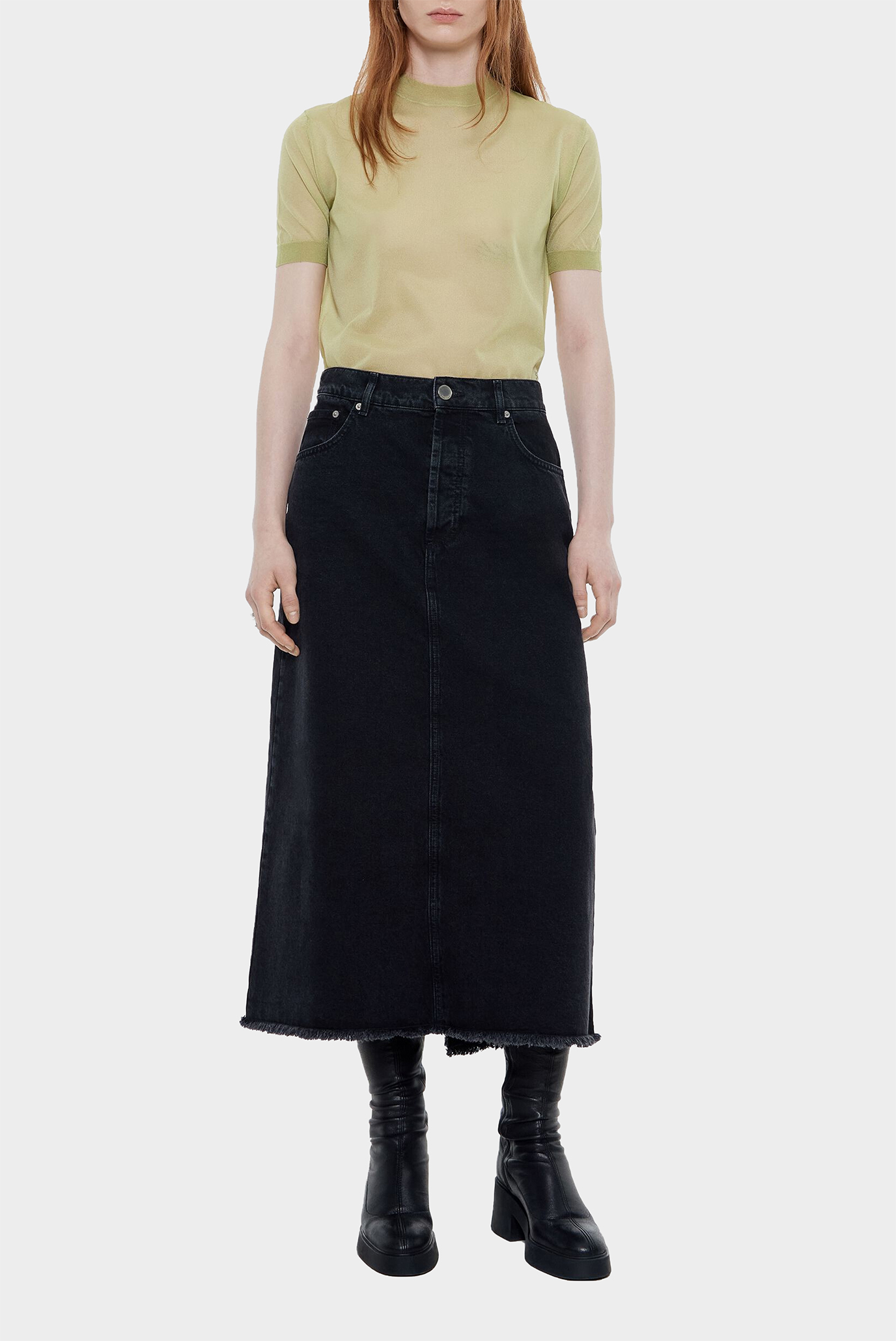 Женская черная джинсовая юбка 1