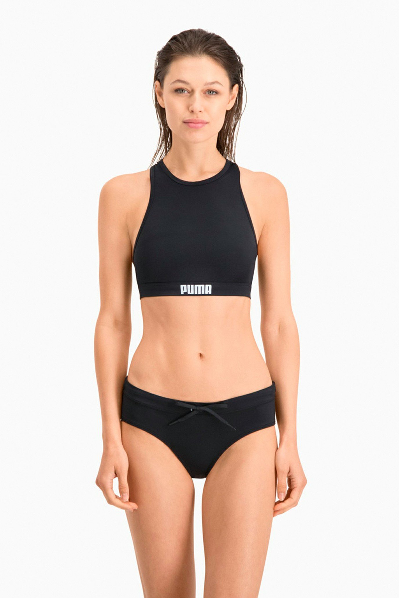 Женский черный топ от купальника PUMA Swim Women Racerback Swim Top 1