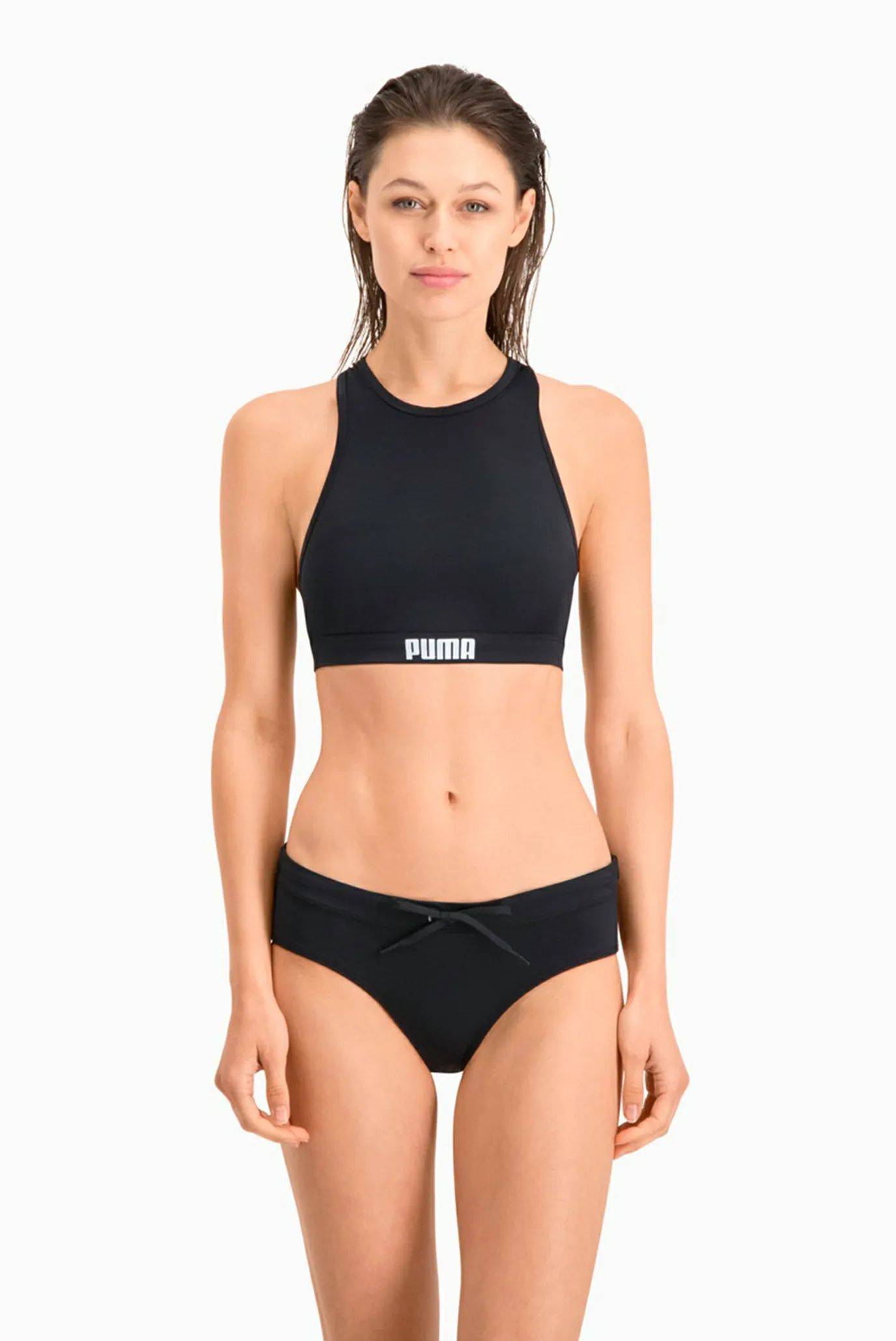Женский черный топ от купальника PUMA Swim Women Racerback Swim Top 1