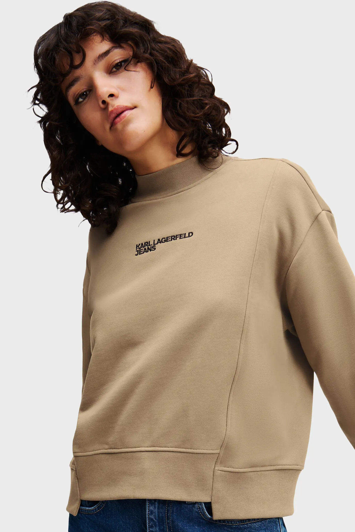 Женский бежевый свитшот KLJ ASYMMETRIC MOCK SWEAT 4