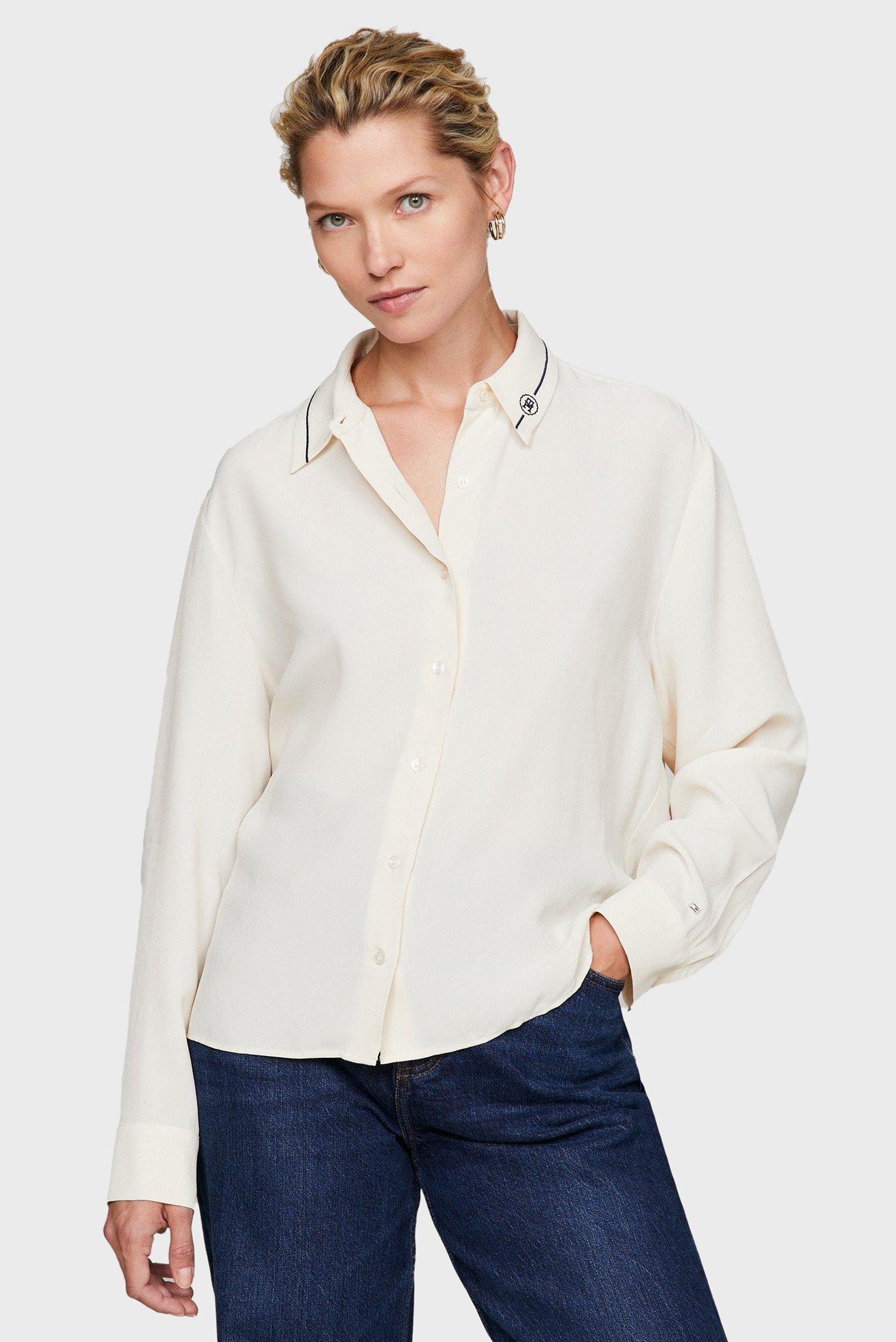 Женская белая блуза SMD DETAIL FLUID SHIRT 1