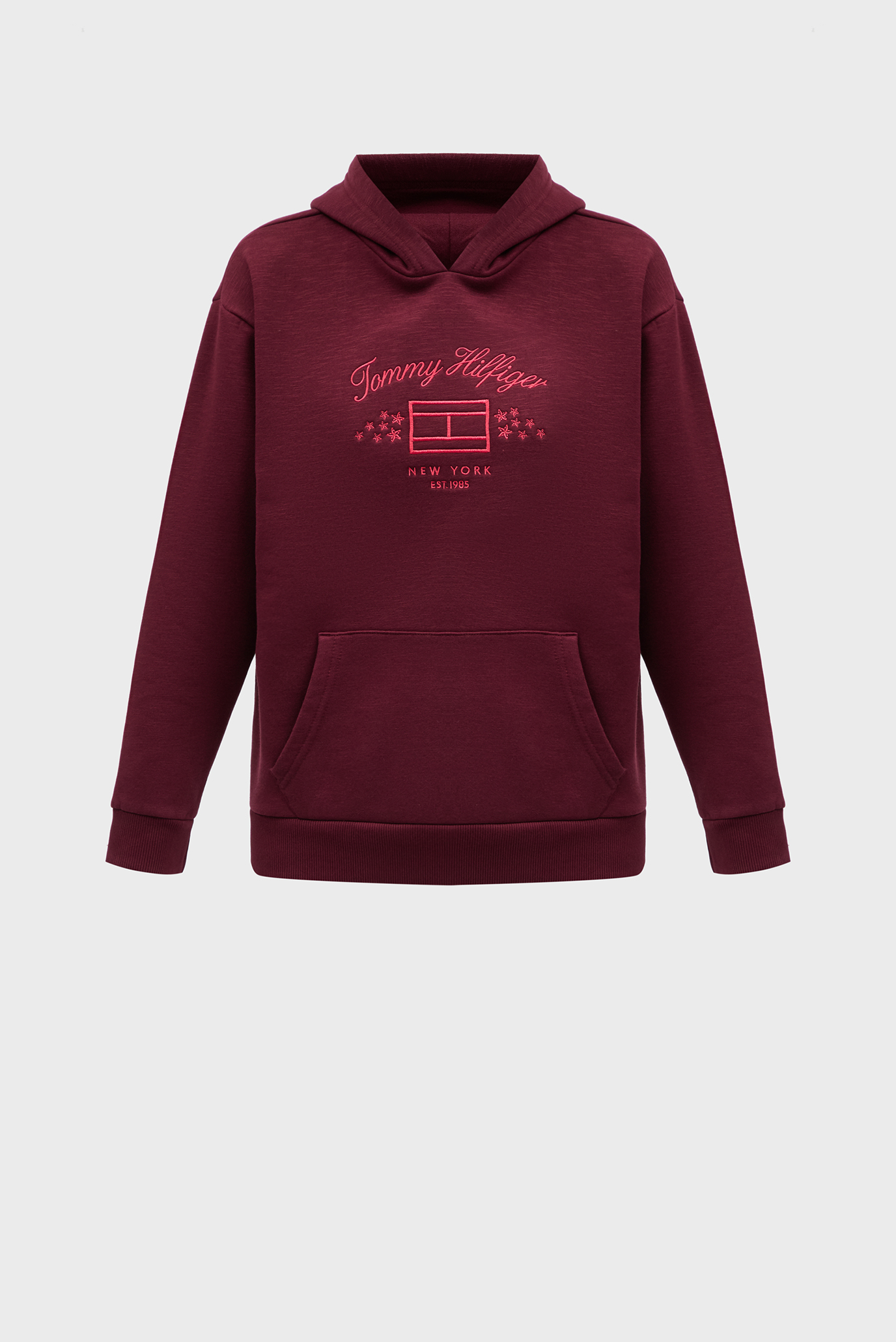 Детское бордовое худи TH FLAG SLUB FLEECE HOODIE 1