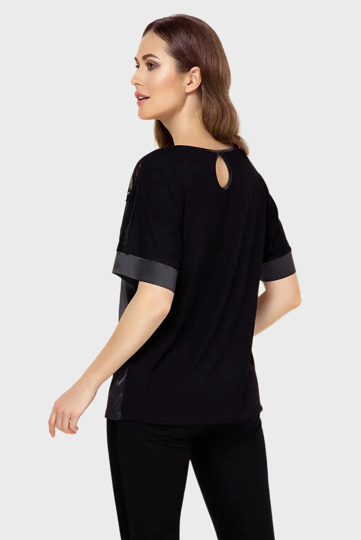 Жіноча чорна піжама (джемпер, брюки) 3