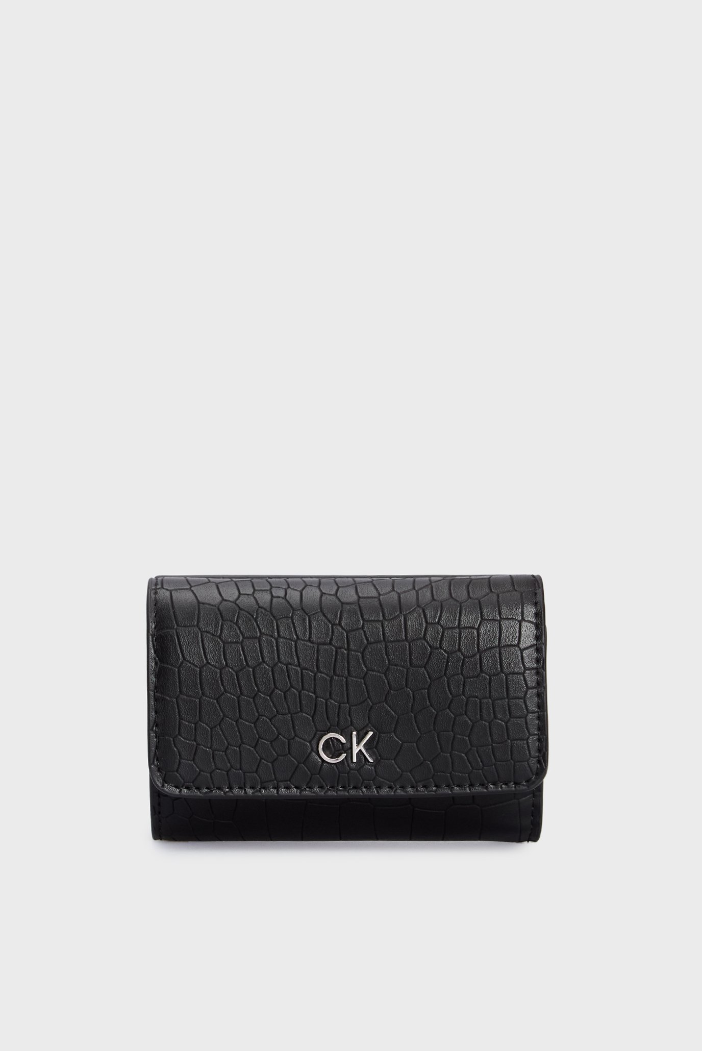 Жіночий чорний гаманець CK DAILY SMALL TRIFOLD_CROCO 1