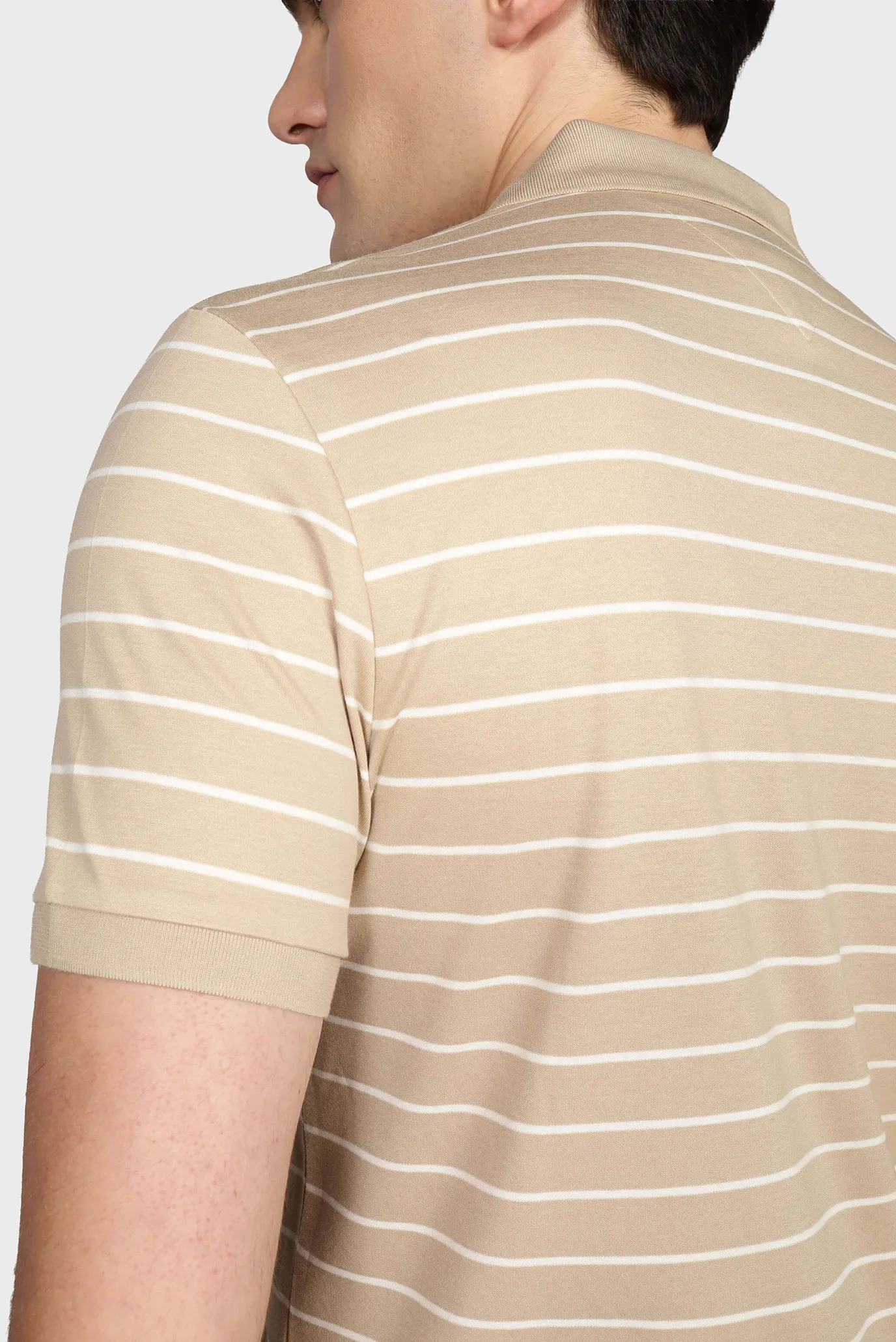 Чоловіче бежеве поло у смужку LIQUID COTTON REG 5