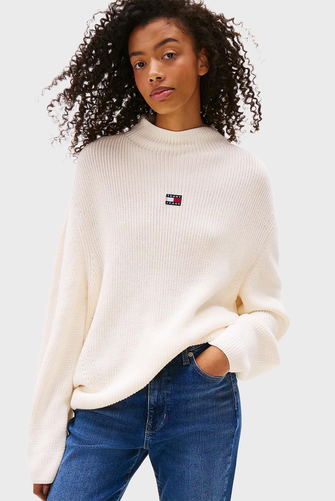Женский белый джемпер BADGE Белый XS Tommy Jeans DW0DW21676 Женский белый джемпер BADGE Белый XS Tommy Jeans DW0DW21676