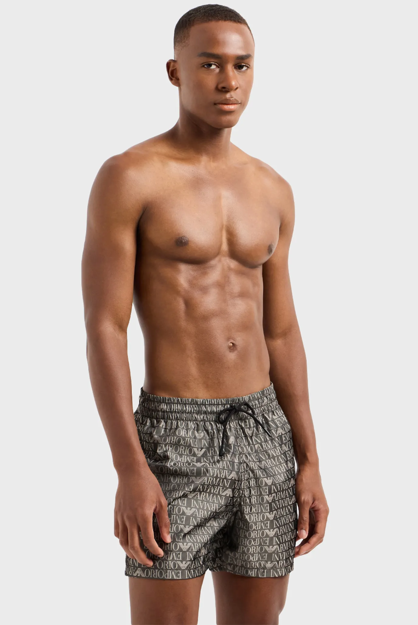 Чоловічі сірі плавальні шорти з візерунком 1