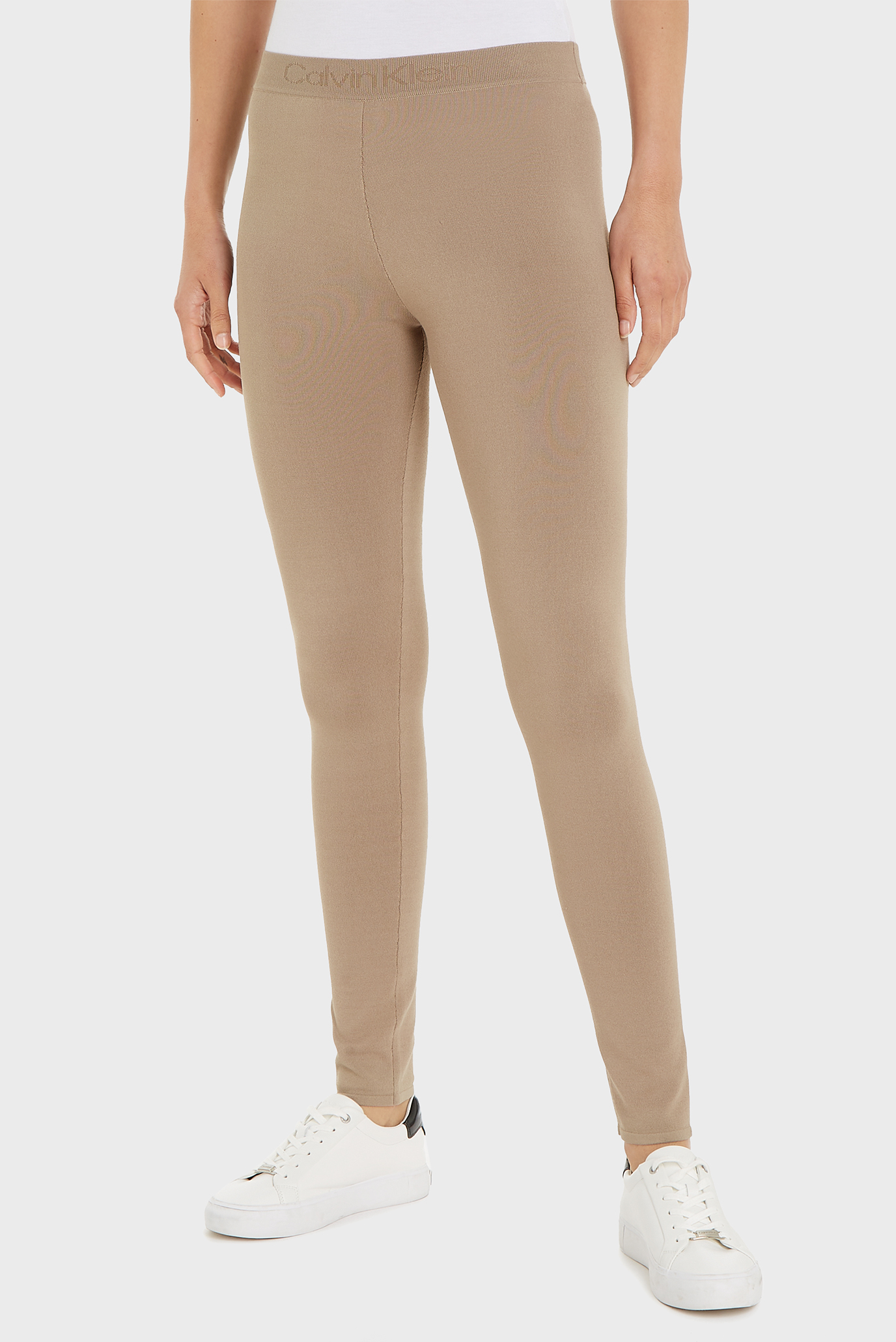 Женские бежевые леггинсы SENSUAL KNIT LOGO Бежевый S Calvin Klein K20K206357 Женские бежевые леггинсы SENSUAL KNIT LOGO Бежевый S Calvin Klein K20K206357